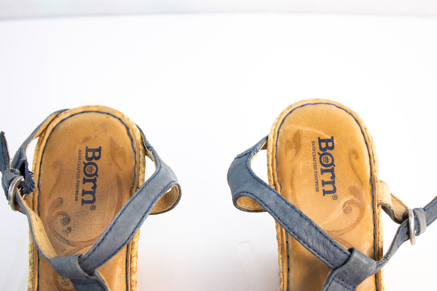 Born Blue Leather Wedge Sandals | Women’s Size 9 | Boho Espadrille Platform