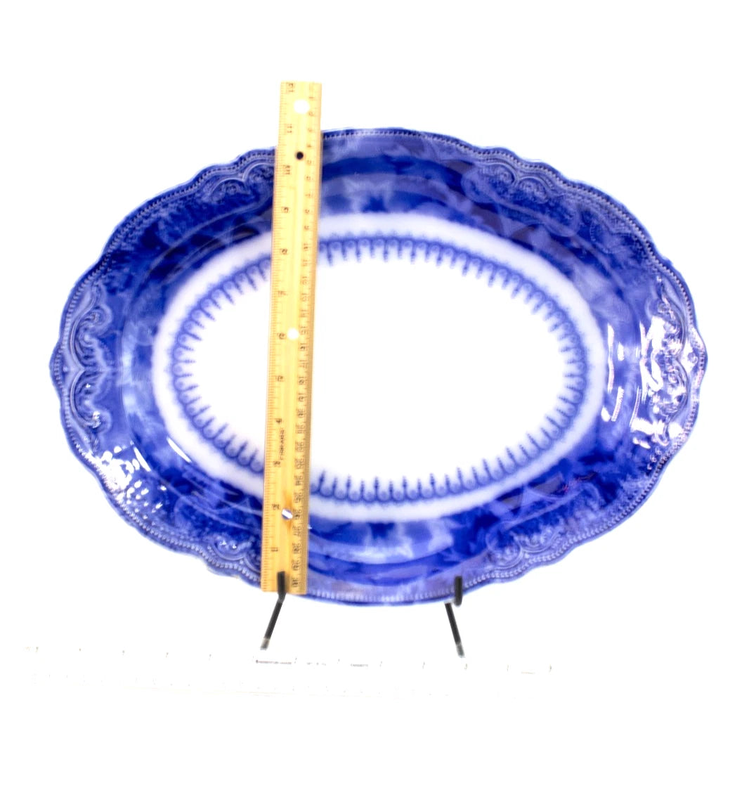 Antique W.H. Grindley “Atlantic” Flow Blue Oval Serving Platter – England, 1891-