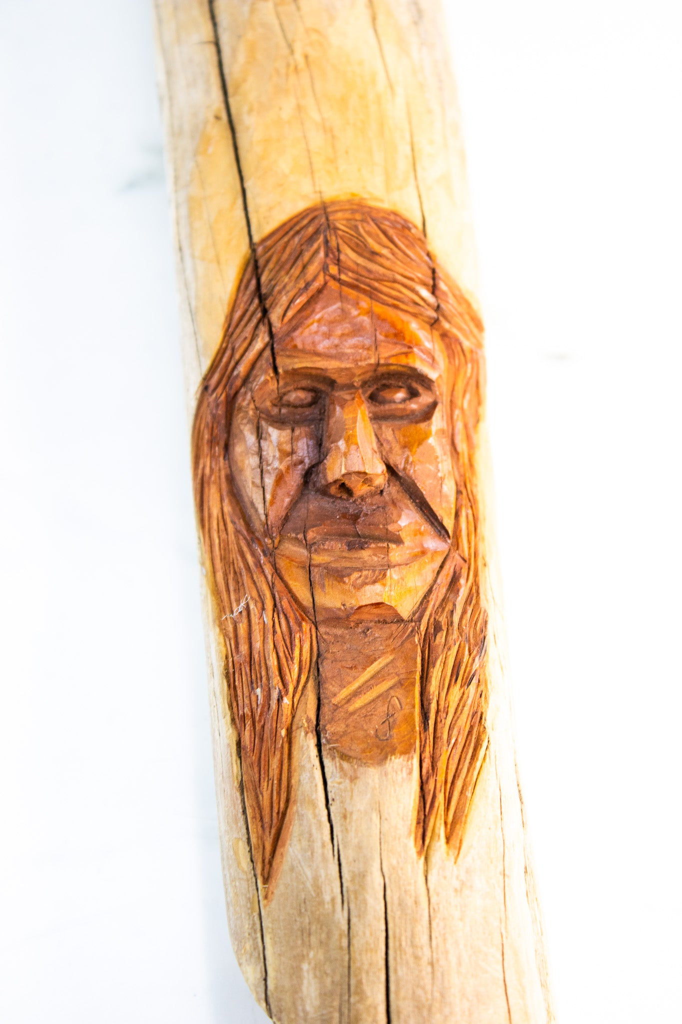 Hand-Carved Wooden Face Sculpture | Primitive Folk Art Devotional Carving
