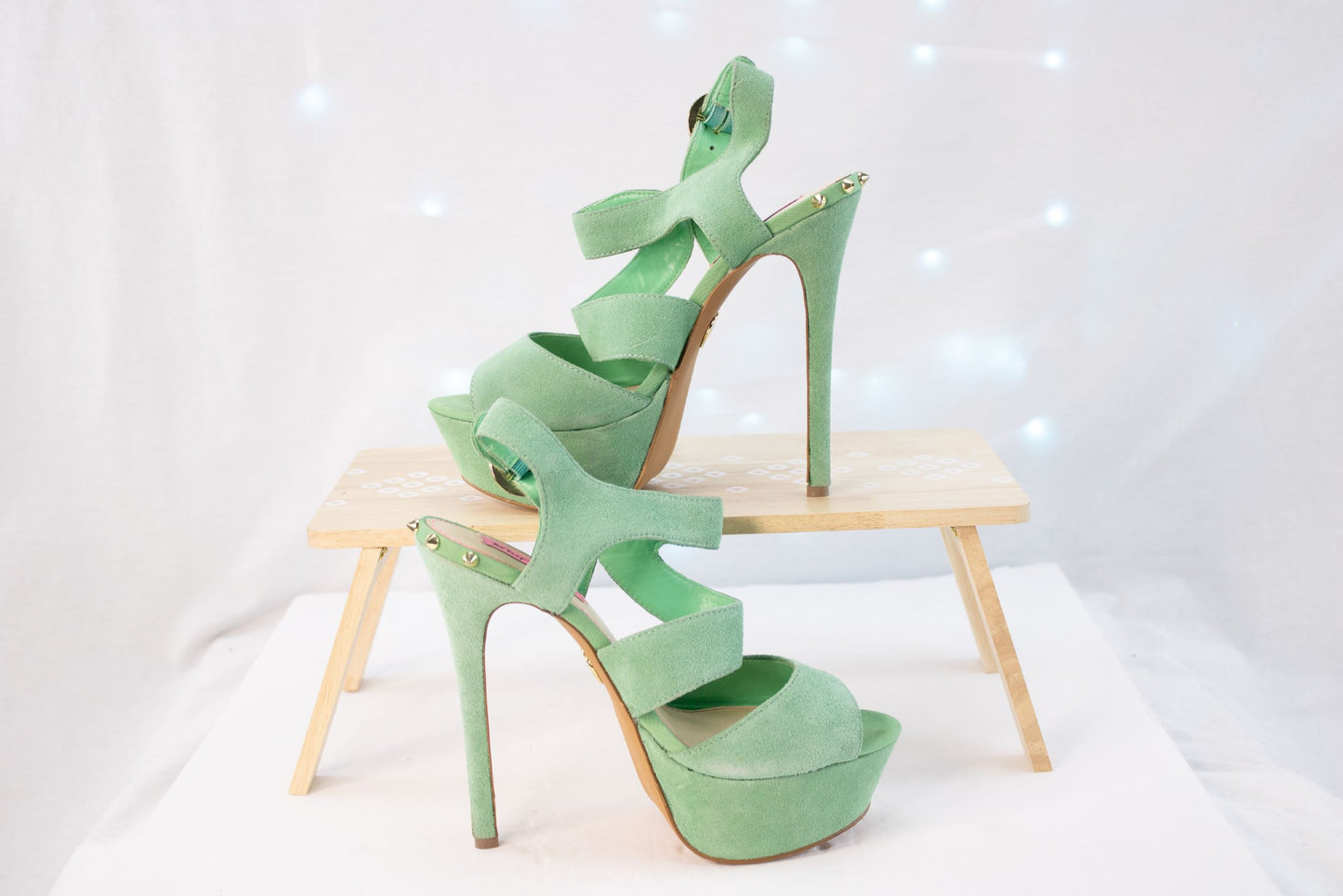 Betsey Johnson Endall Mint Green Platform Heels Womens 8.5 Suede Stiletto