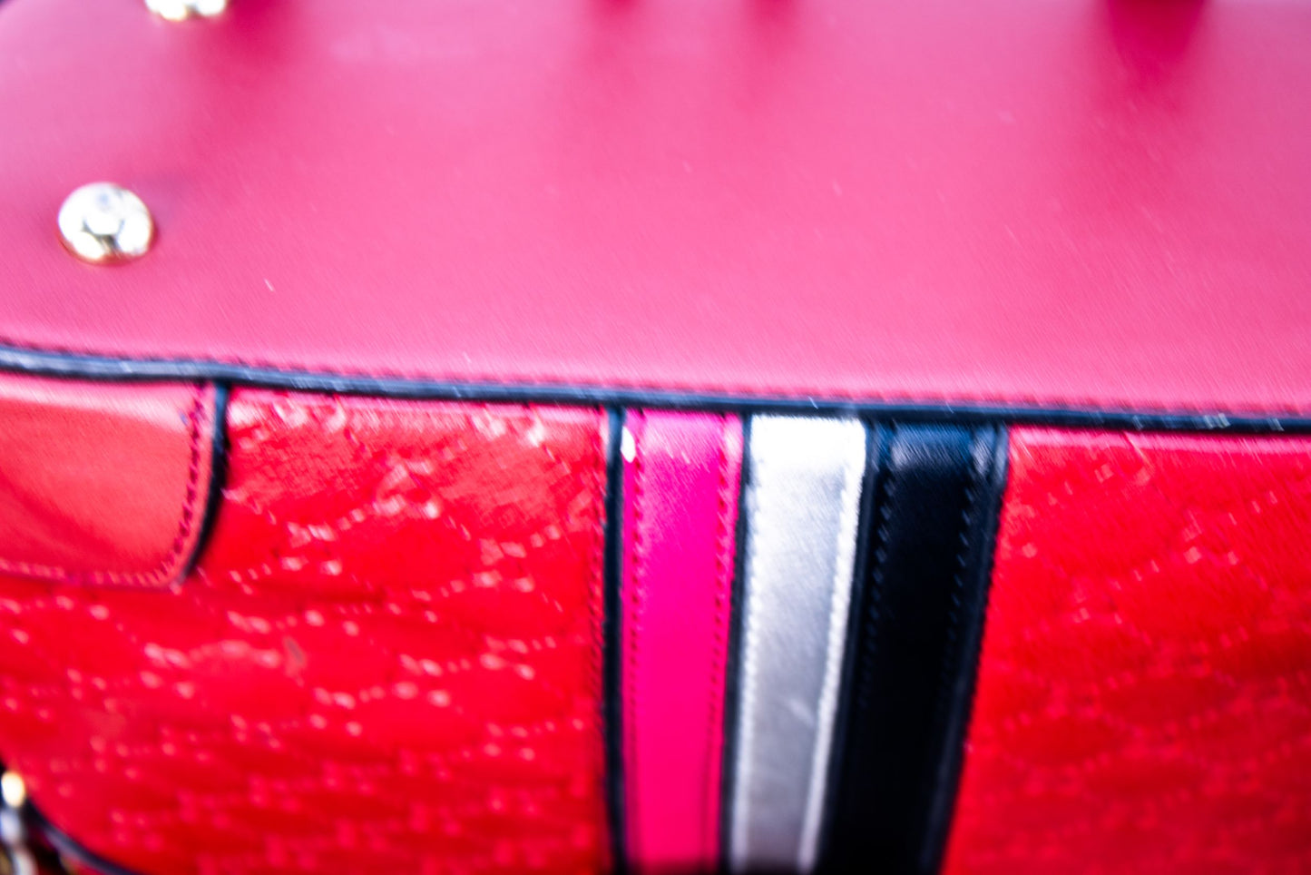 Red Quilted Bee Embellished Crossbody Bag Gold Chain Strap