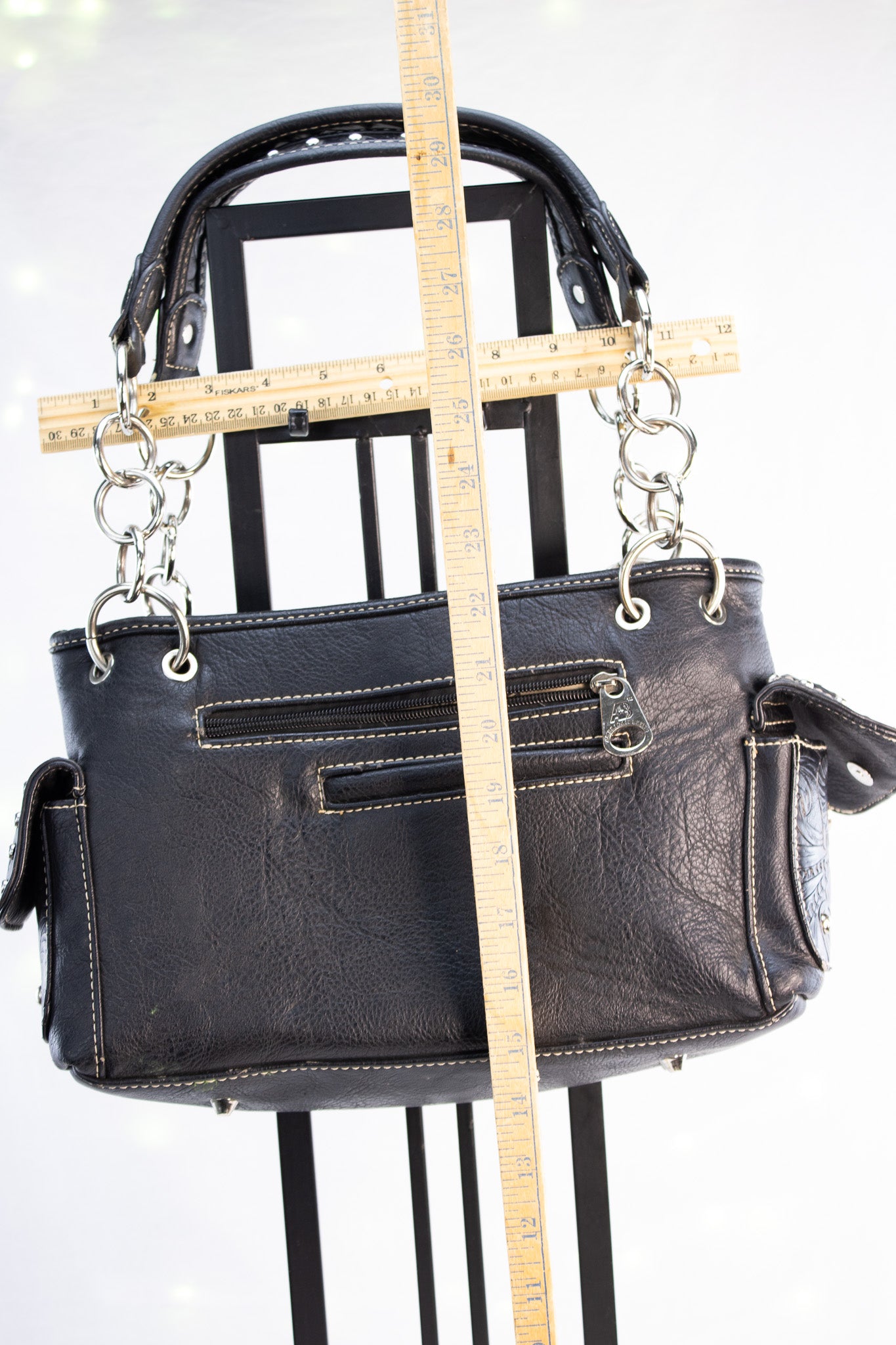American Bling Black Western Conceal Carry Purse with Rhinestone Concho