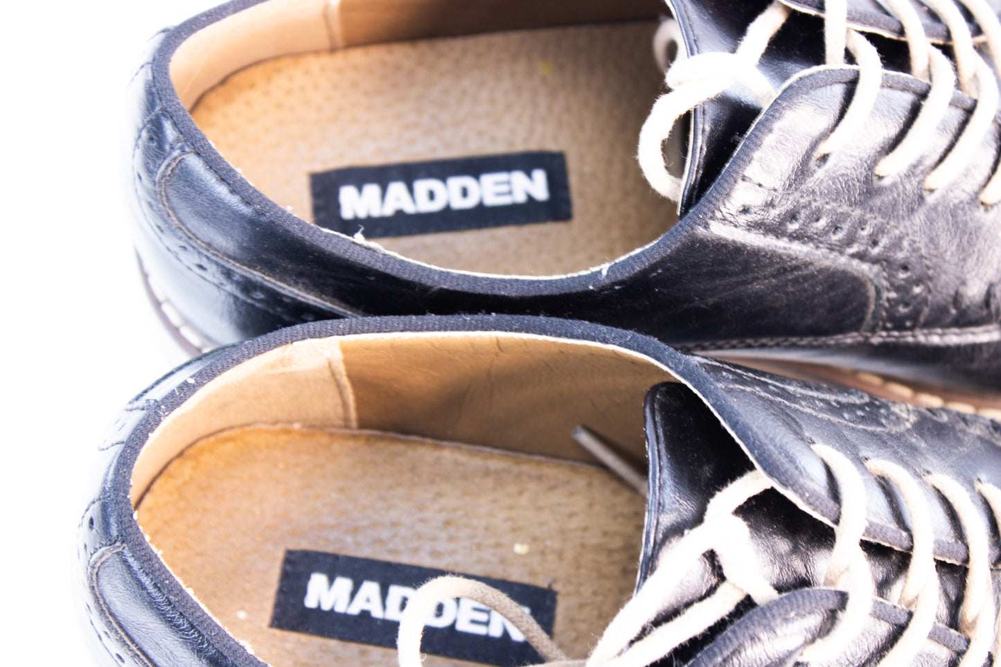 Madden Black Leather Oxford Dress Shoes Mens 8.5 Cap Toe Lace Up