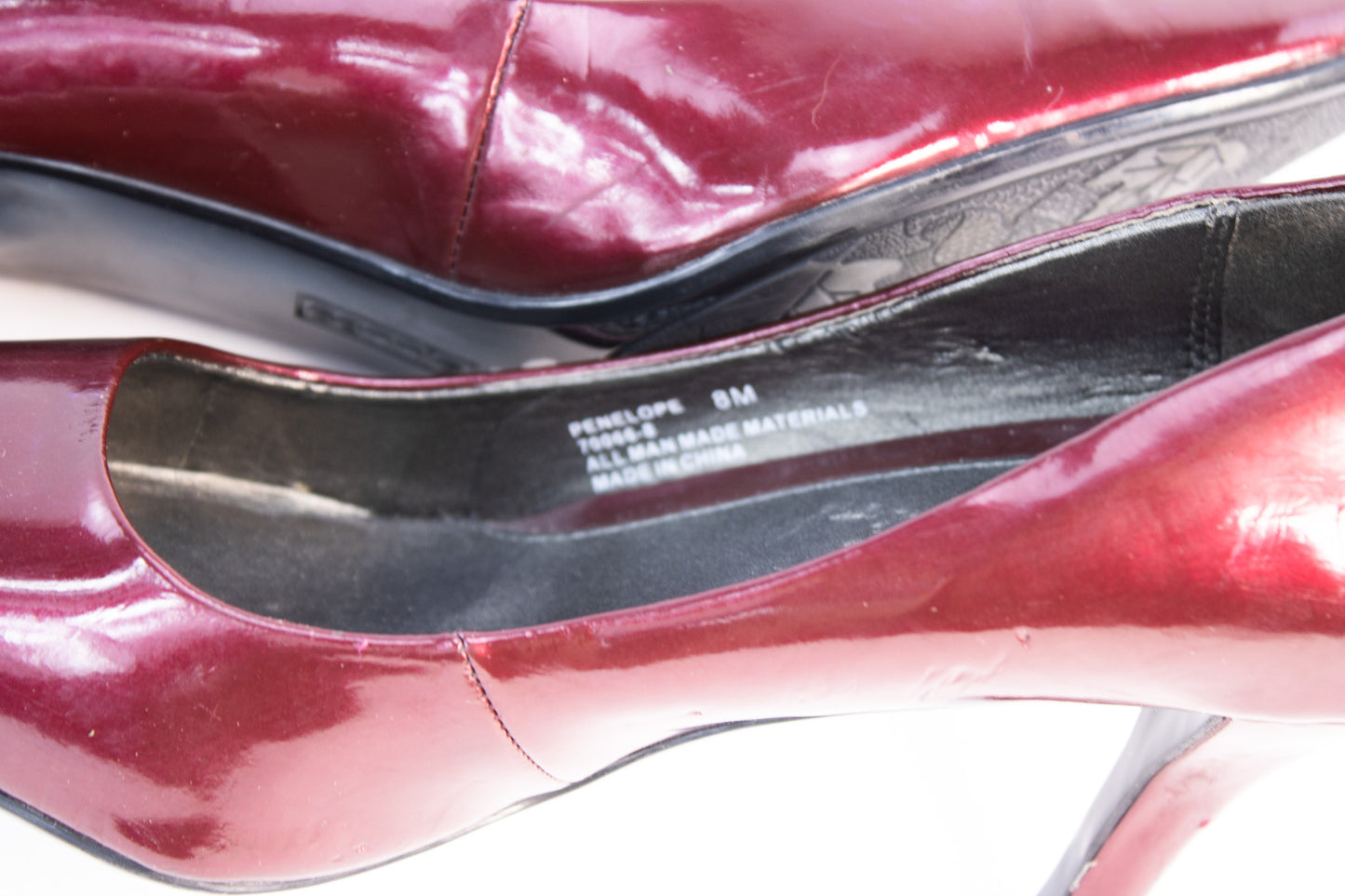 Connie Burgundy Patent Leather Pumps | Women’s Size 8 Pointed-Toe Heels