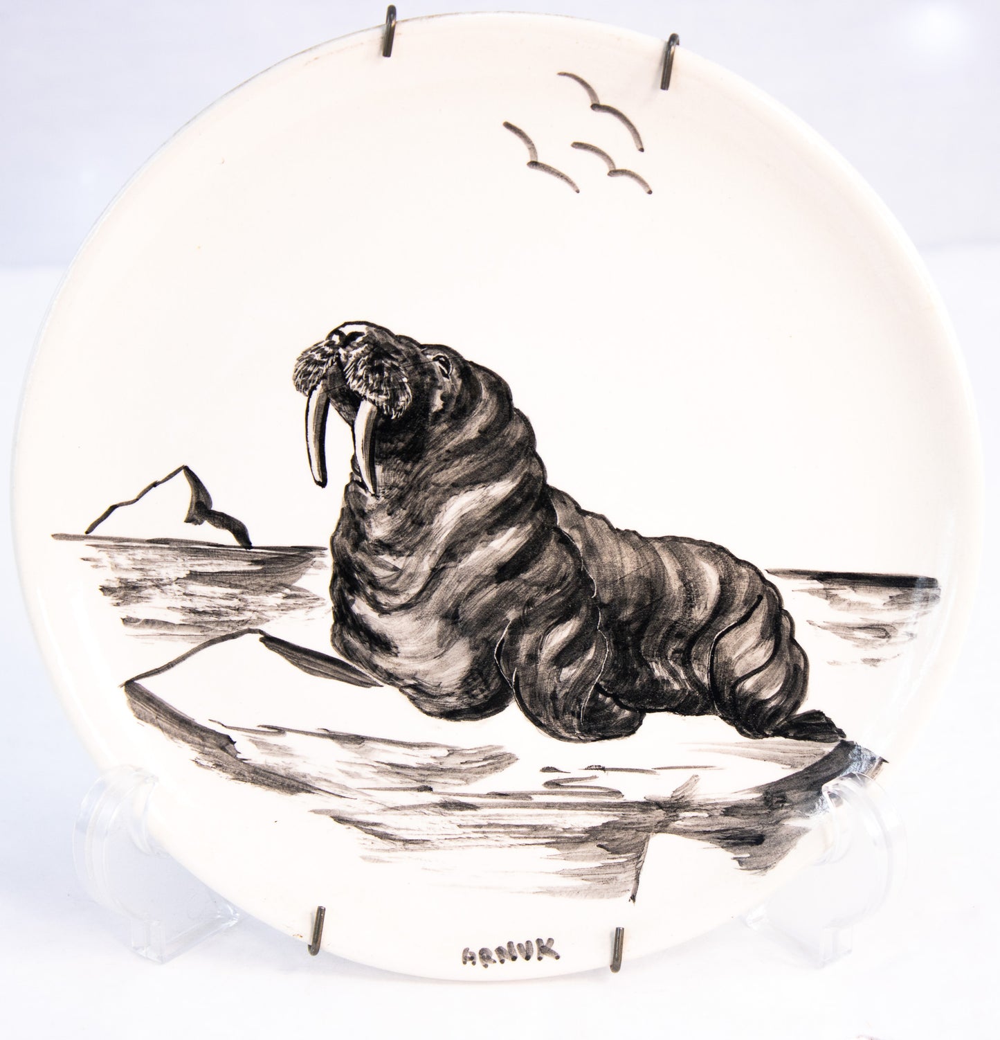 Vintage Alaska Walrus Plate Bering Sea Originals Hand Painted 1980