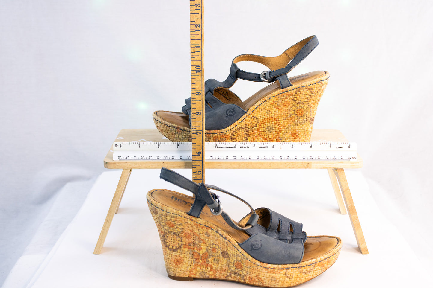 Born Blue Leather Wedge Sandals | Women’s Size 9 | Boho Espadrille Platform