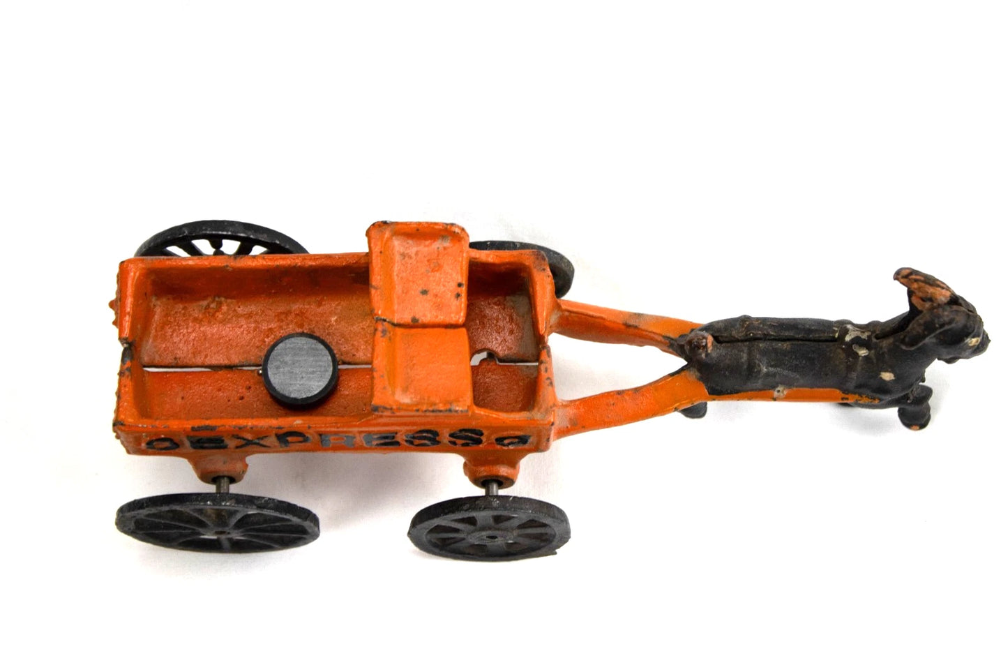 Vintage Cast Iron Goat Drawn Express Cart Toy – Antique Style Painted Wagon