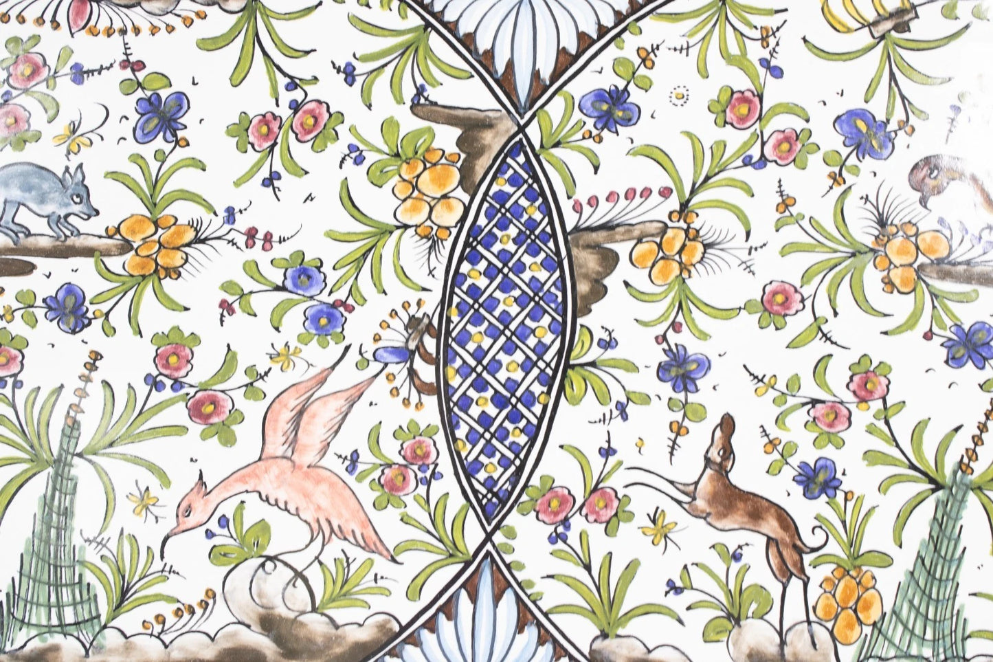 🖼️ VINTAGE HAND PAINTED PLATTER 🐦🦌🐿️- Made in Portugal