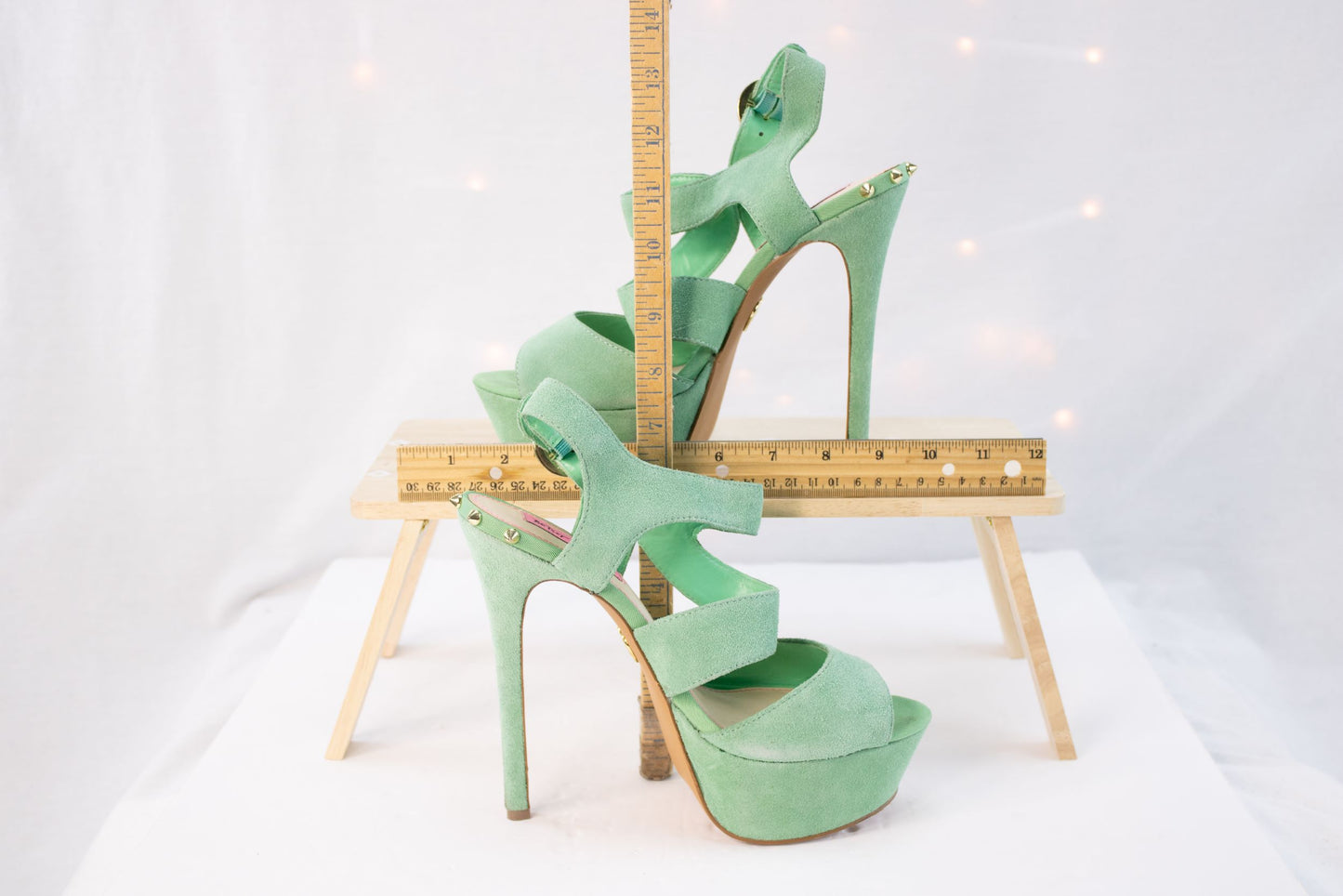 Betsey Johnson Endall Mint Green Platform Heels Womens 8.5 Suede Stiletto