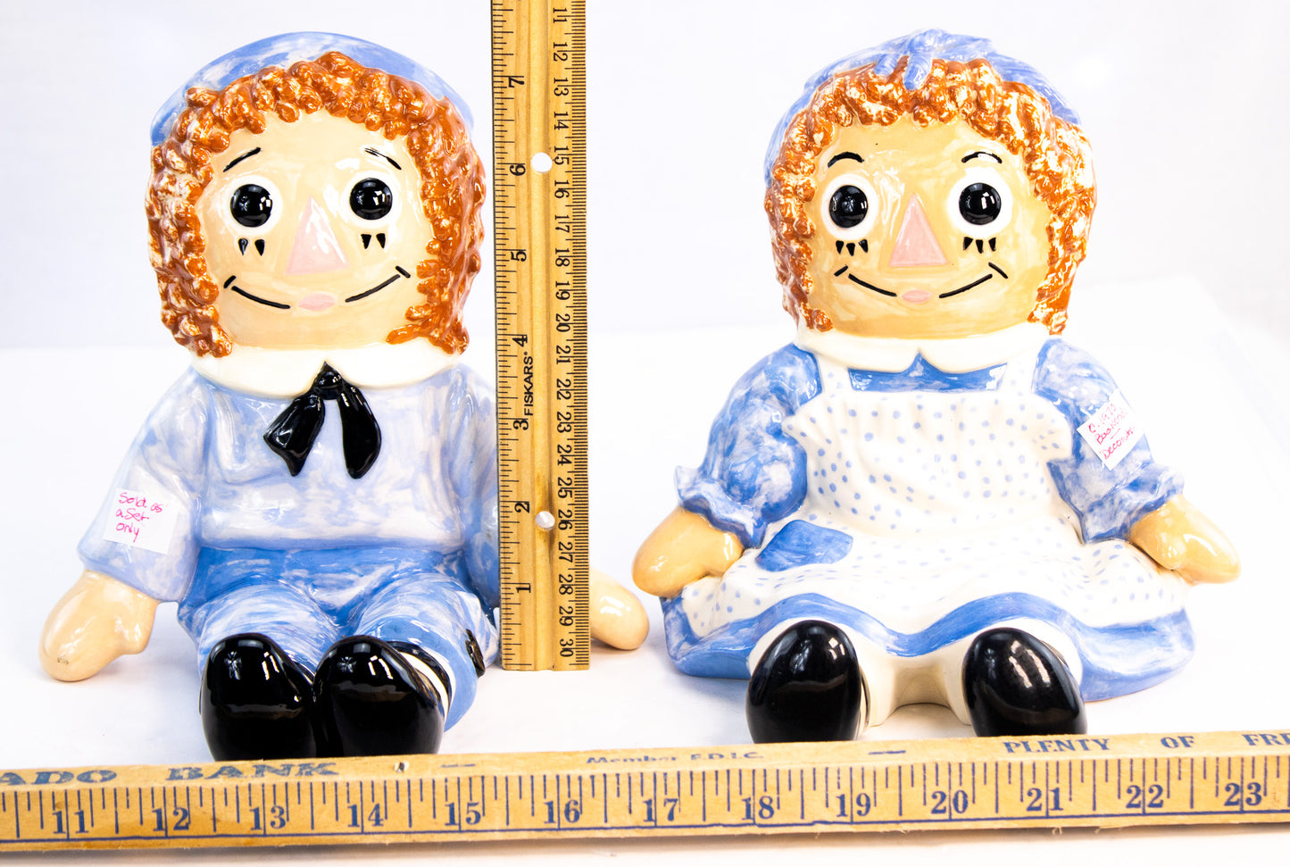 Vintage Ceramic Raggedy Ann & Andy Bookends | Set of 2
