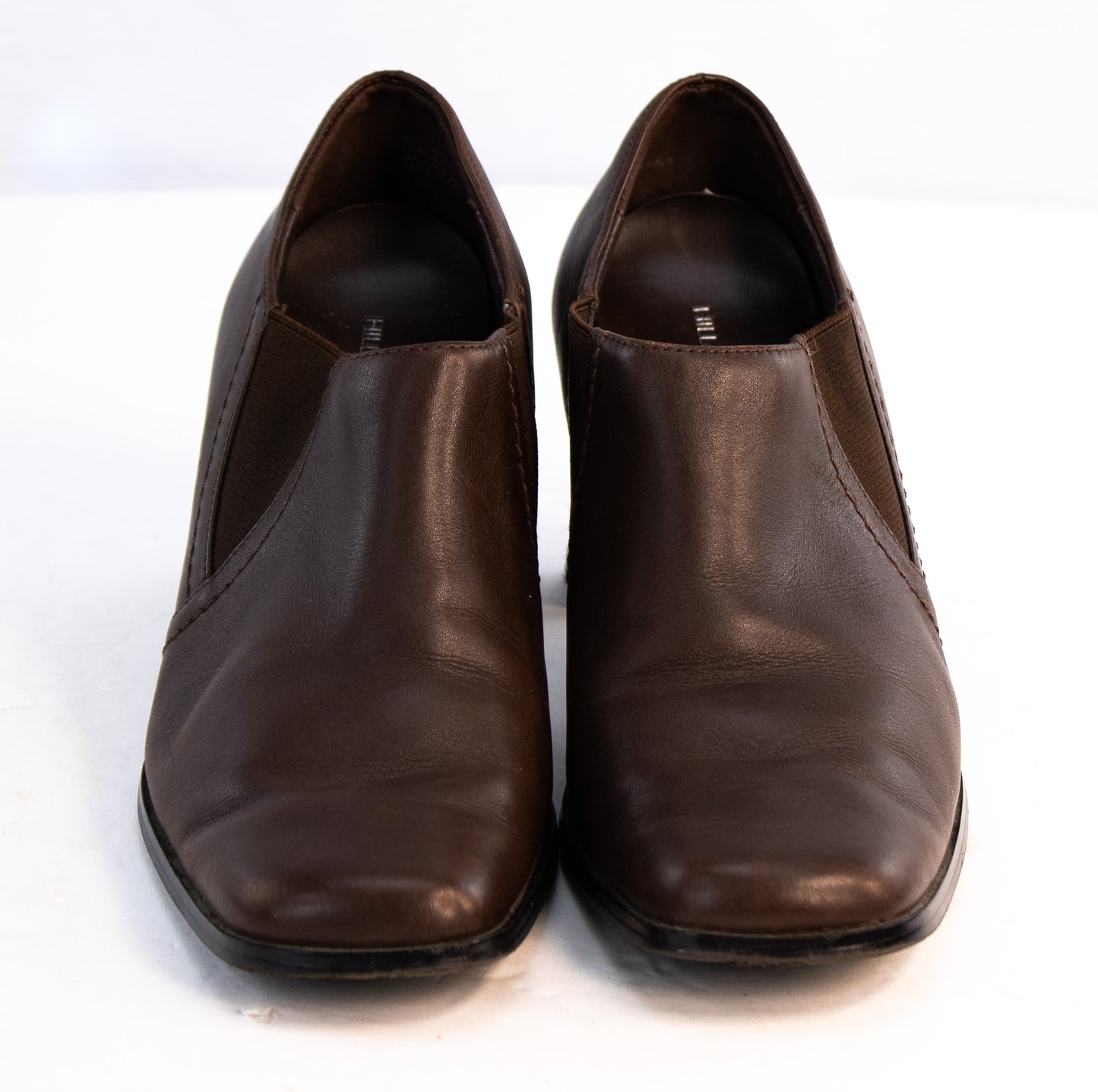Hillard and Hanson Brown Leather Heeled Loafers Women’s Size 7