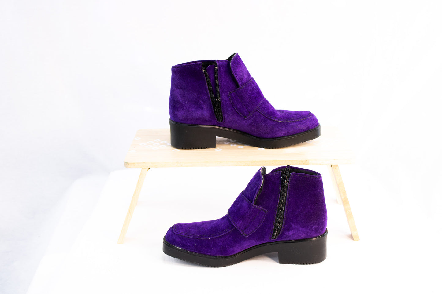 Purple Suede Hush Puppies Ankle Boots Womens Size 8.5 Retro Comfort Shoes