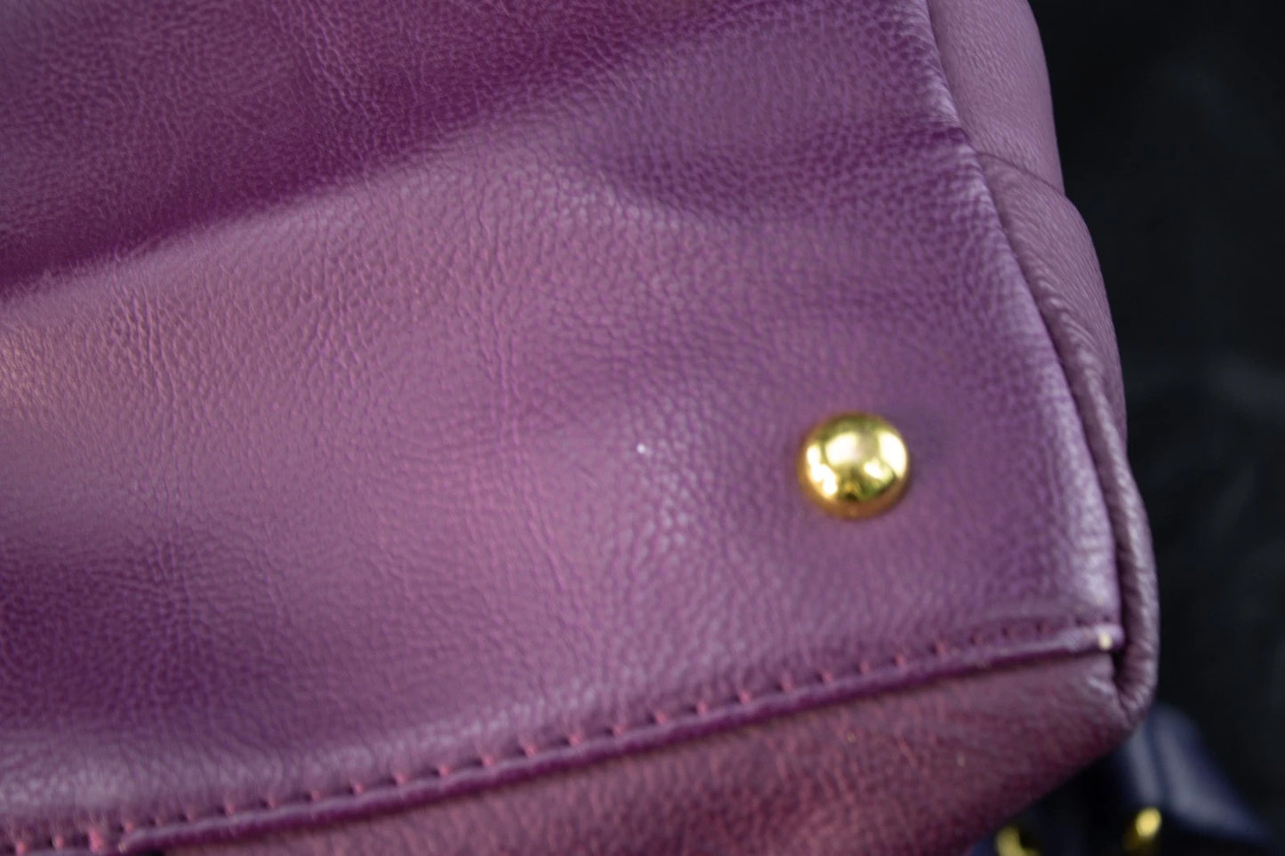 💜 JM New York Two-Tone Pebbled Leather Satchel – Plum & Navy Elegance