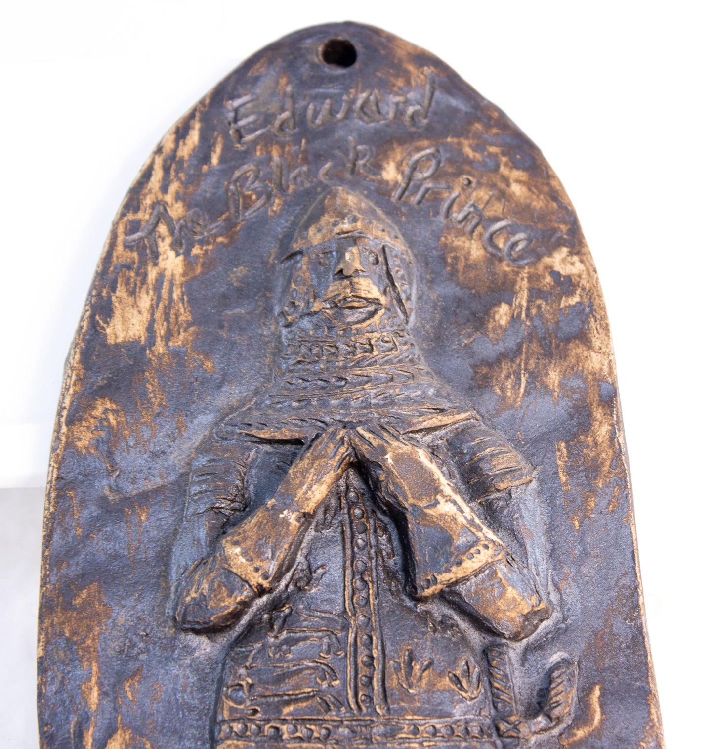 Edward the Black Prince Medieval Clay Wall Plaque Folk Art Relief