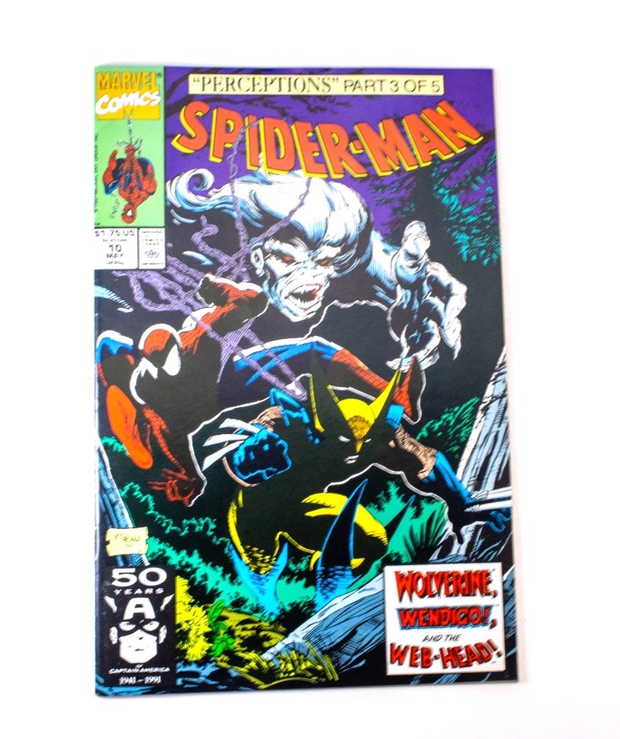 1991 Spider-Man Comic #10 – Marvel – Perceptions Pt. 3/5 – Wolverine & Wendigo