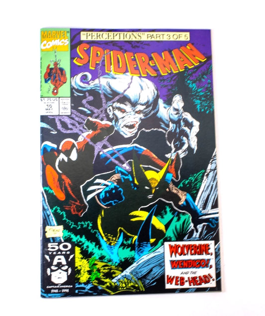 1991 Spider-Man Comic #10 – Marvel – Perceptions Pt. 3/5 – Wolverine & Wendigo