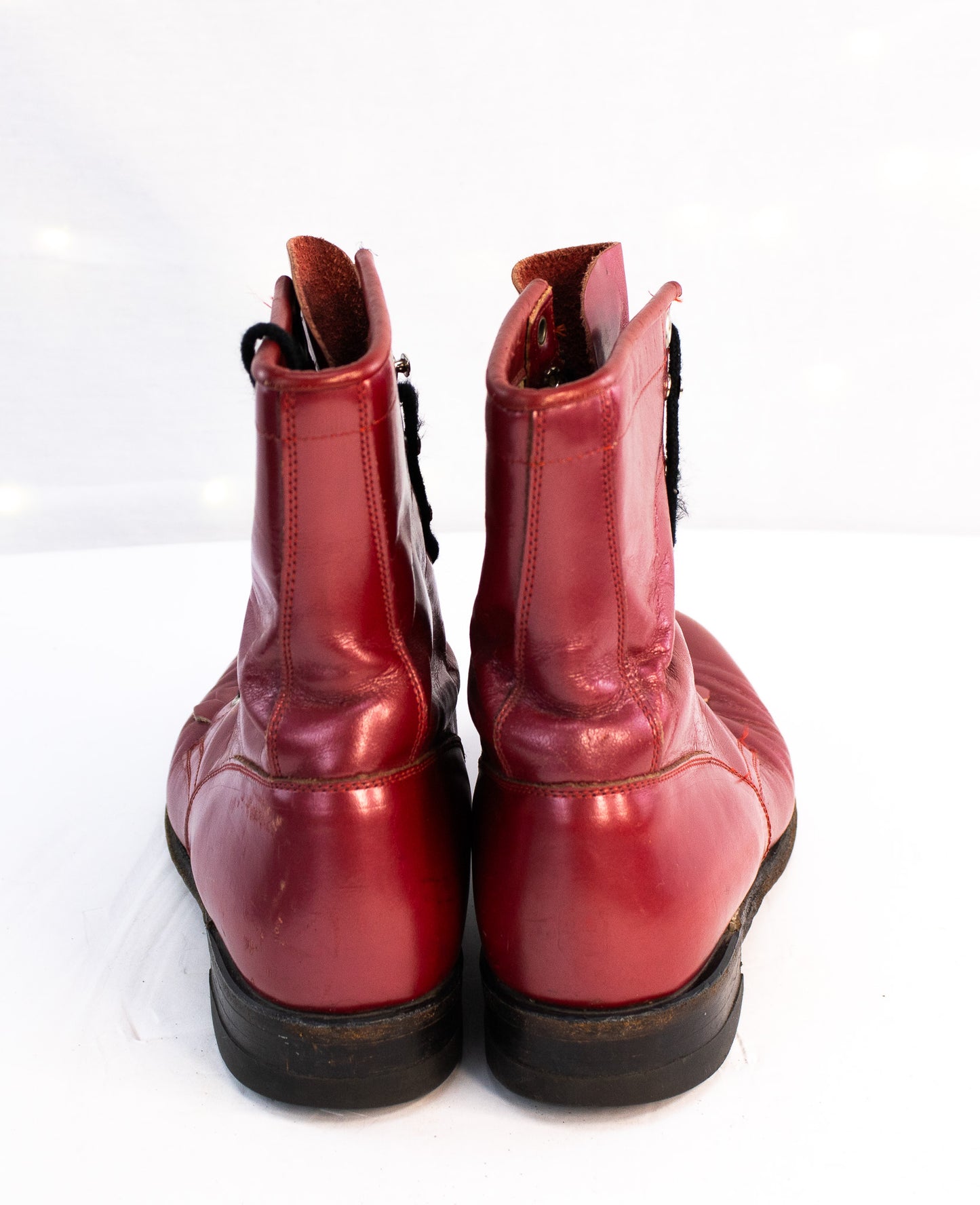 Justin Boots Red Leather Lace-Up Ankle Boots Women’s 6.5 Fringe Detail
