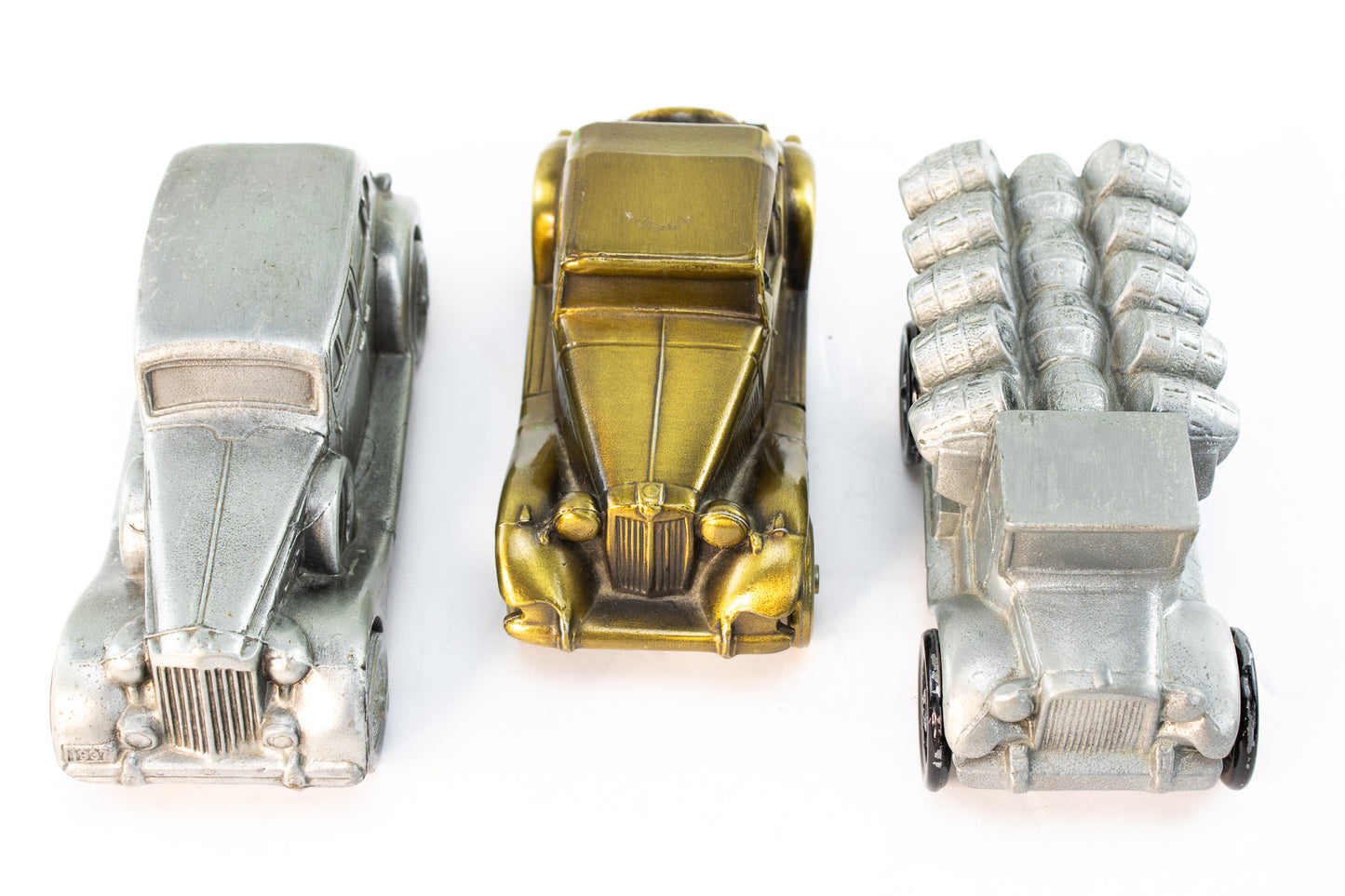 Vintage Style Cast Metal Coin Bank Car Set – Packard V12 Sedan & Trucks (Set of 3)