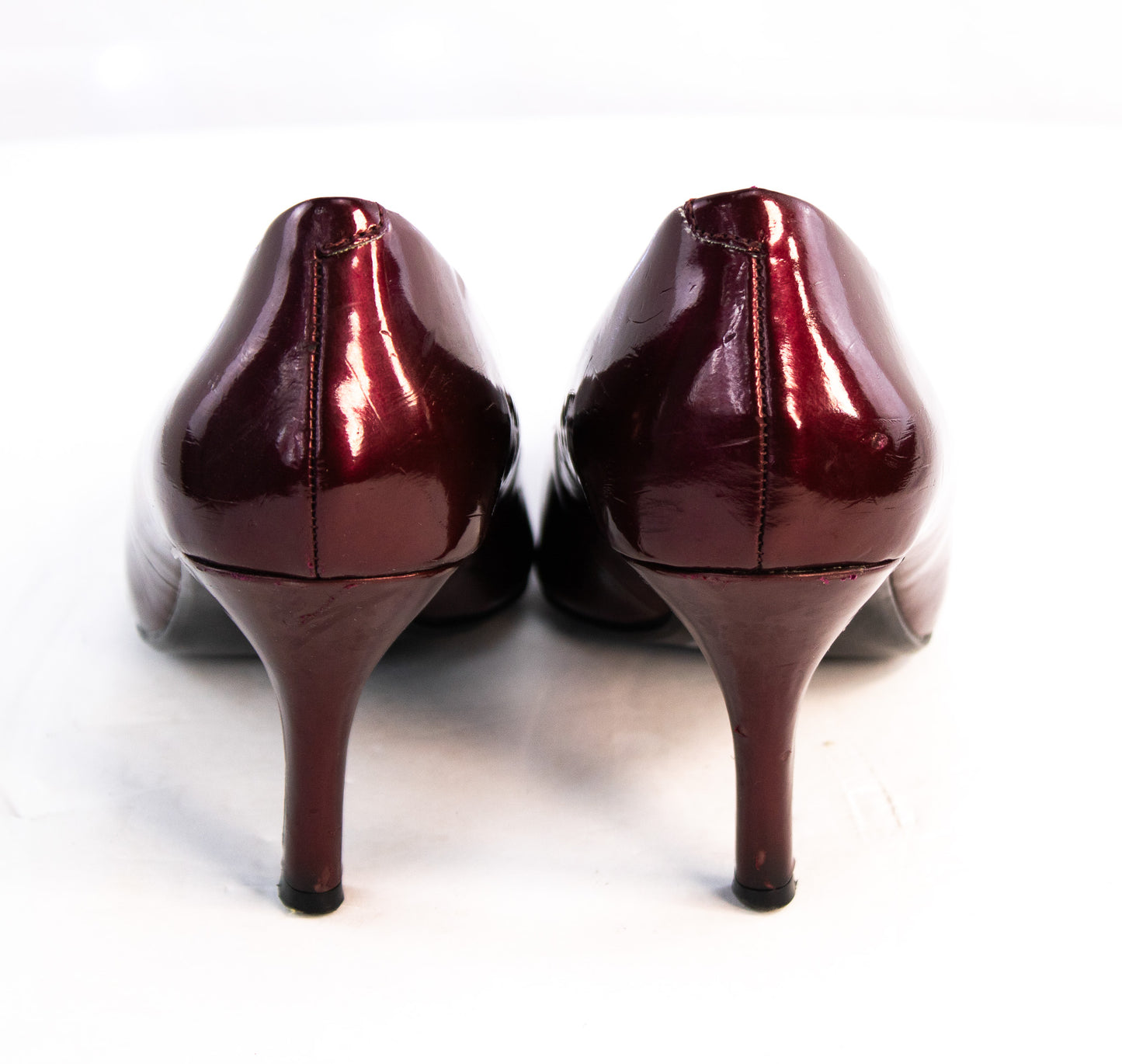 Connie Burgundy Patent Leather Pumps | Women’s Size 8 Pointed-Toe Heels