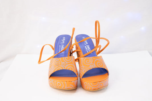 Paloma Barceló Orange Platform Heels EU 38 | Made in Spain Statement Shoes