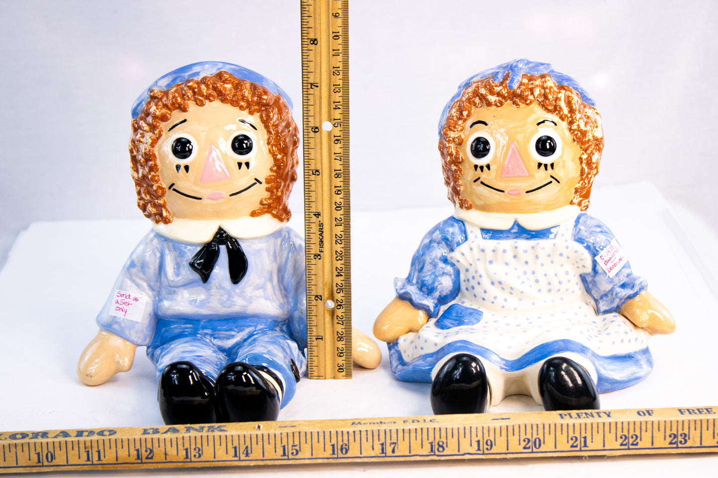 Vintage Ceramic Raggedy Ann & Andy Bookends | Set of 2