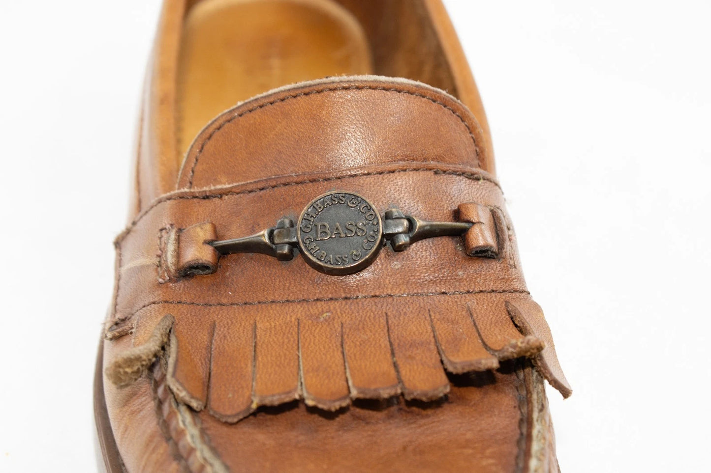 Vintage G.H. Bass Weejuns Loafers 5.5 SS – Brown Leather Fringe Kiltie Bit Slip