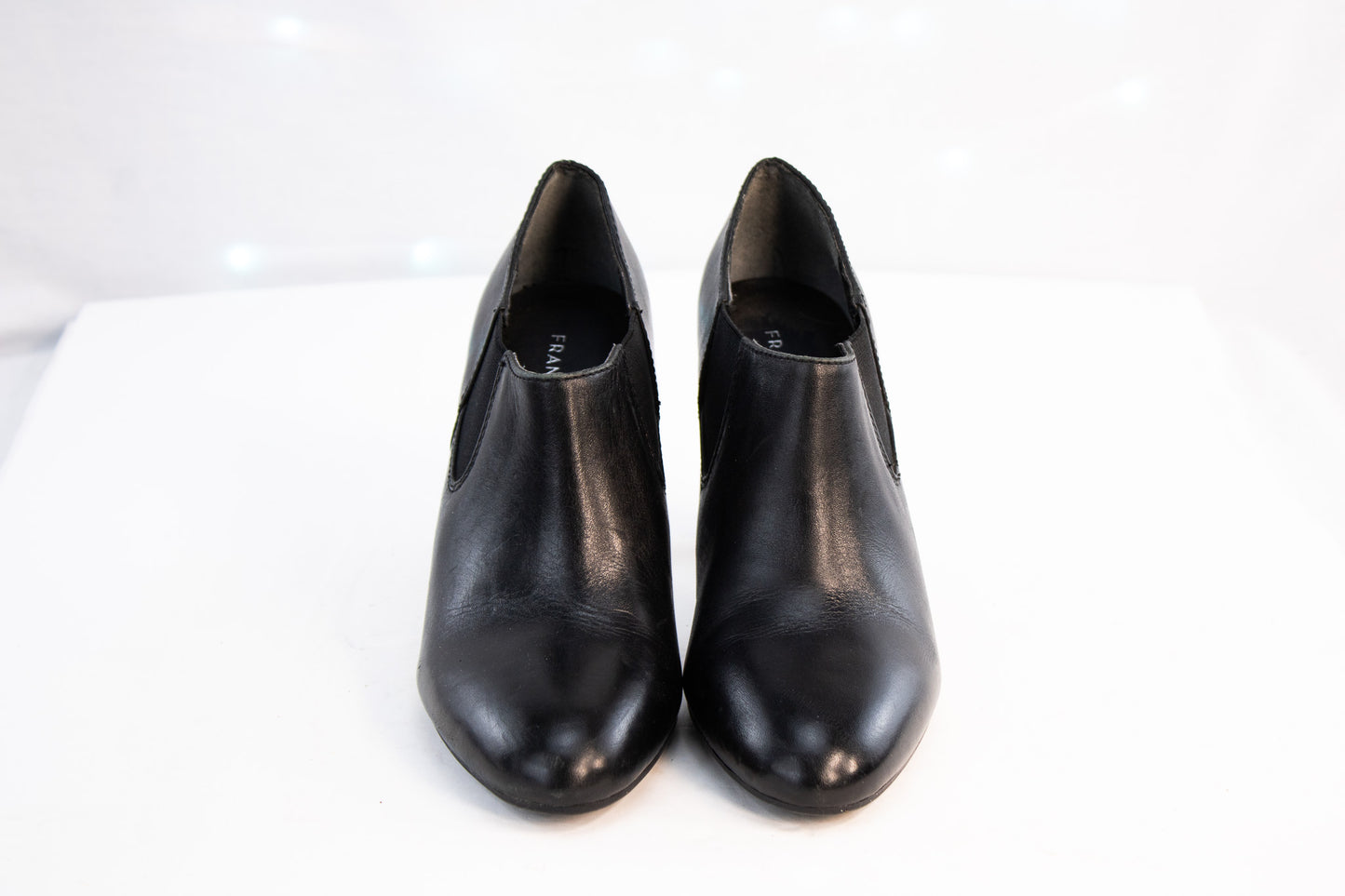 Franco Sarto Black Leather Ankle Booties Women 6.5 Classic Heeled Chelsea