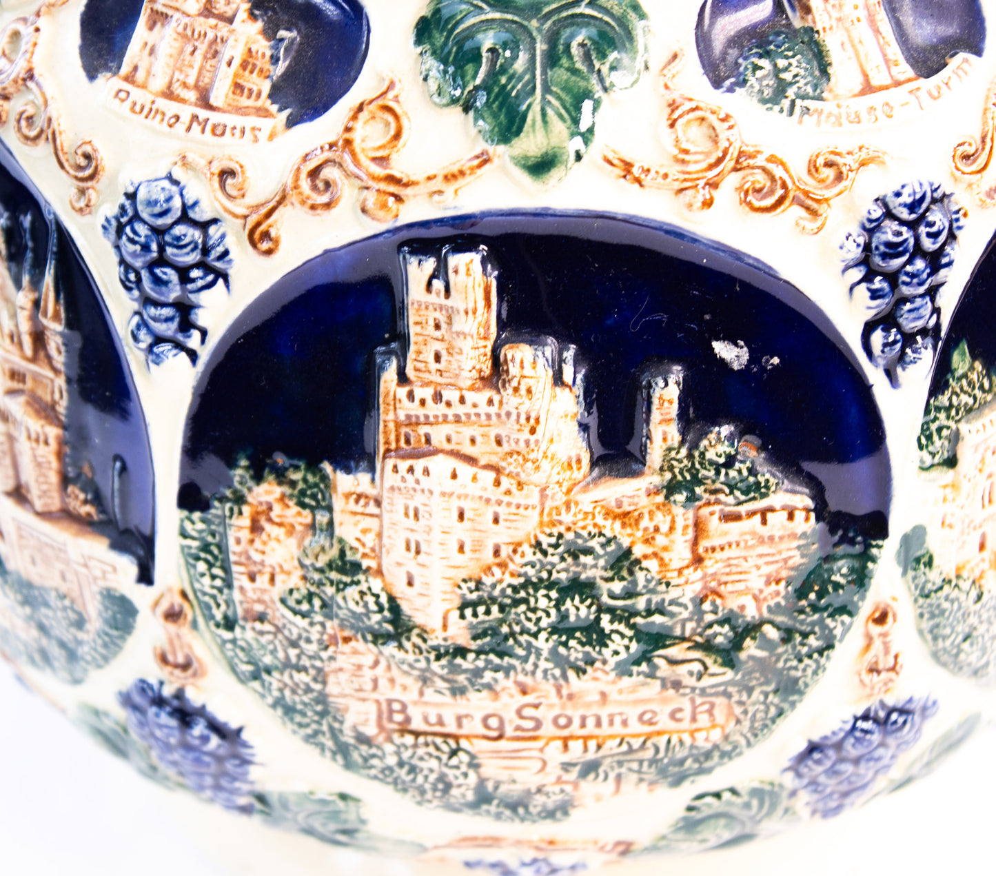 Vintage German Castle Punch Bowl Set | Old World Stoneware | Made in Germany