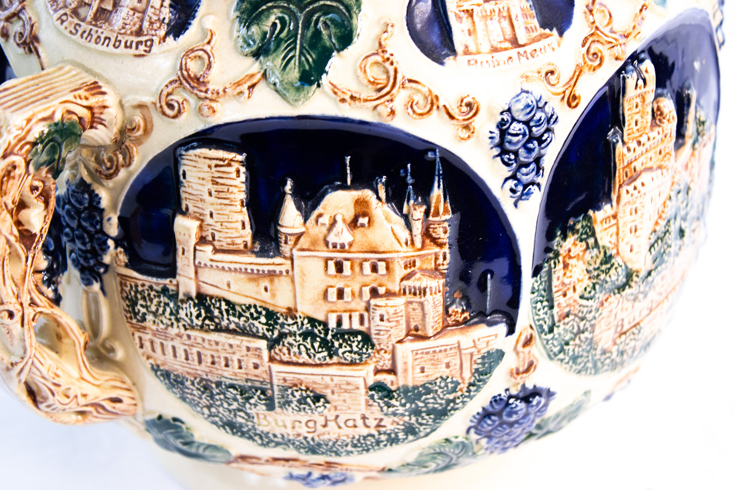 Vintage German Castle Punch Bowl Set | Old World Stoneware | Made in Germany