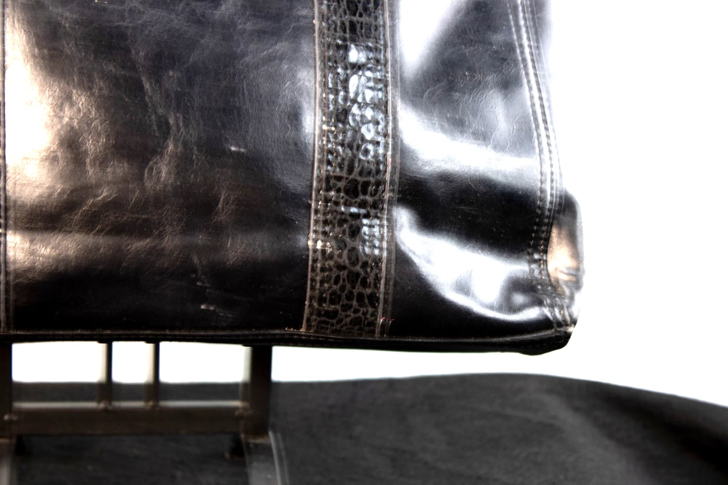 ✨ Diverso Black Patent-Trim Leather Tote – Made in Spain – Triple Compartment