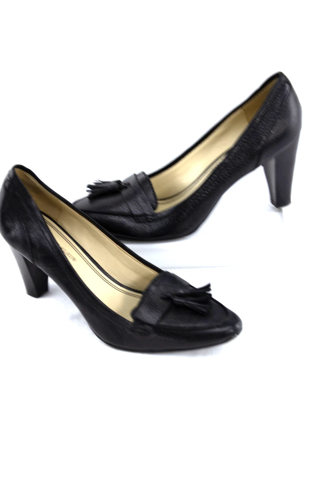 AK Anne Klein iFlex Black Leather Tassel Heels | Size 8.5M | Classic Loafer Pump
