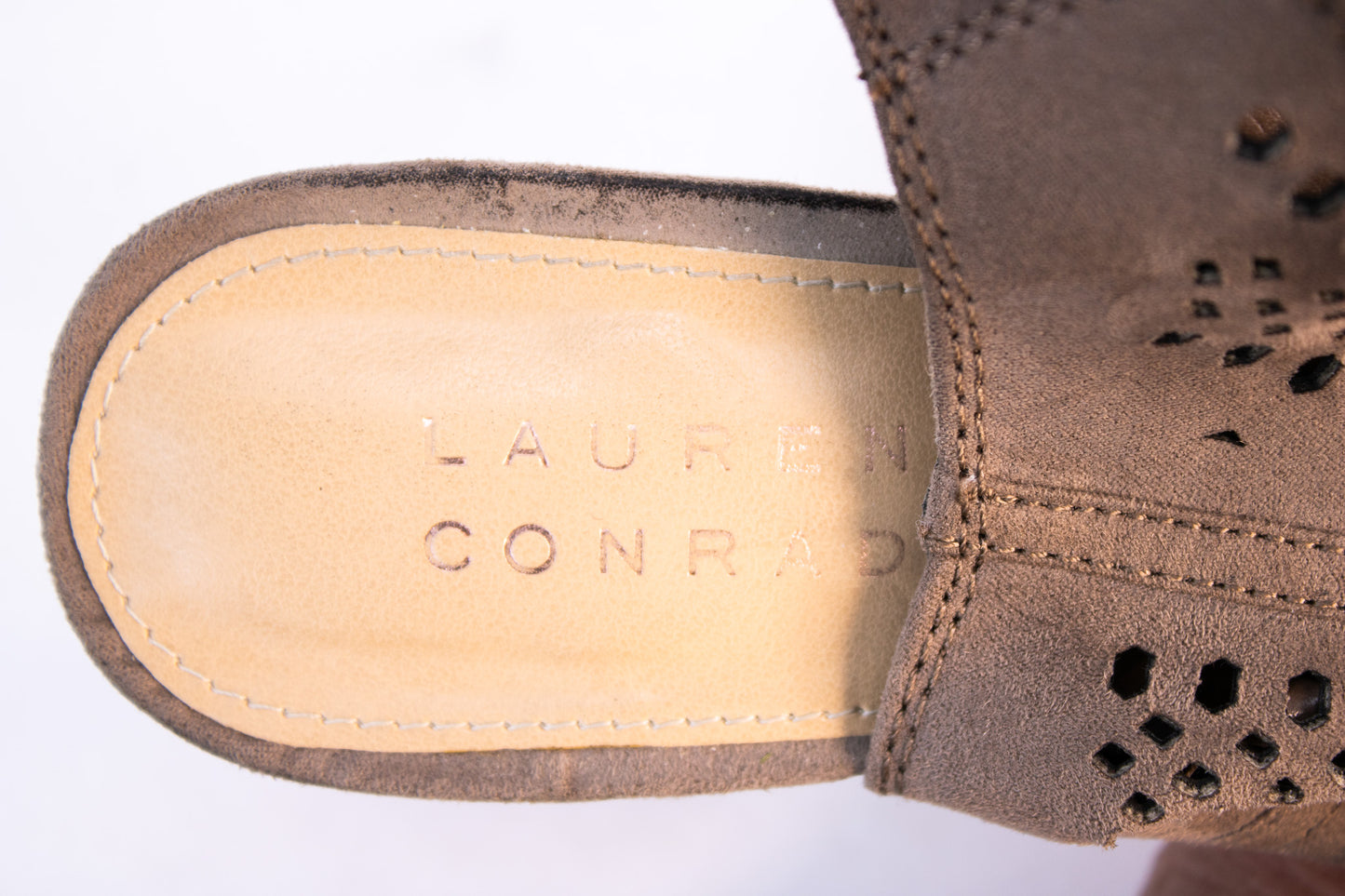 Lauren Conrad Taupe Suede Slingback Heels – Women’s 7.5 Block Heel Sandals