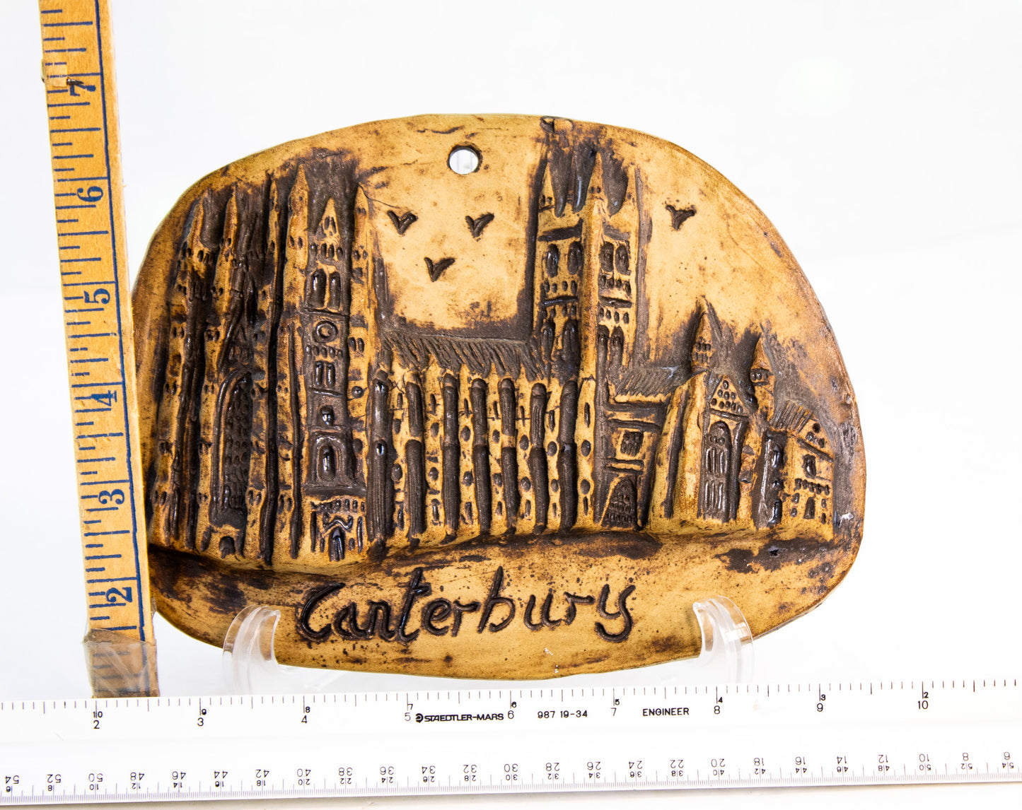Vintage Canterbury Cathedral Ceramic Wall Plaque | Handcrafted Studio Pottery | England