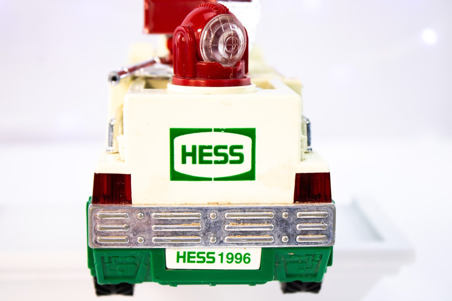 Classic 1996 Hess Fire Truck Toy – Lights and Sounds, Green & Cream