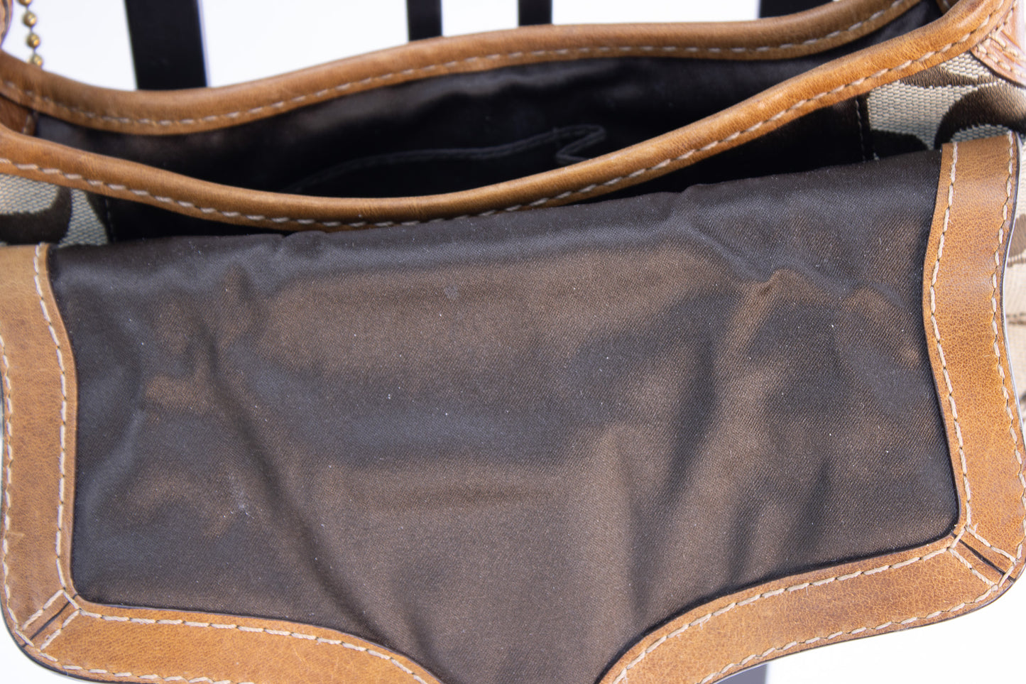 Vintage Coach Signature Canvas Shoulder Bag with Leather Buckle