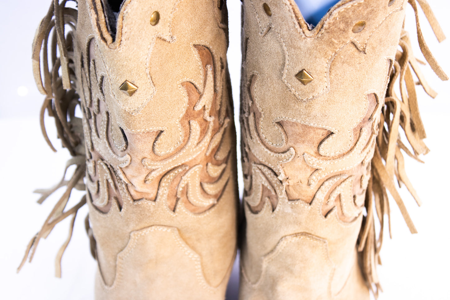 Roper Fringe Western Boots – Women’s Size 6.5 – Tan Suede Cowgirl Boots