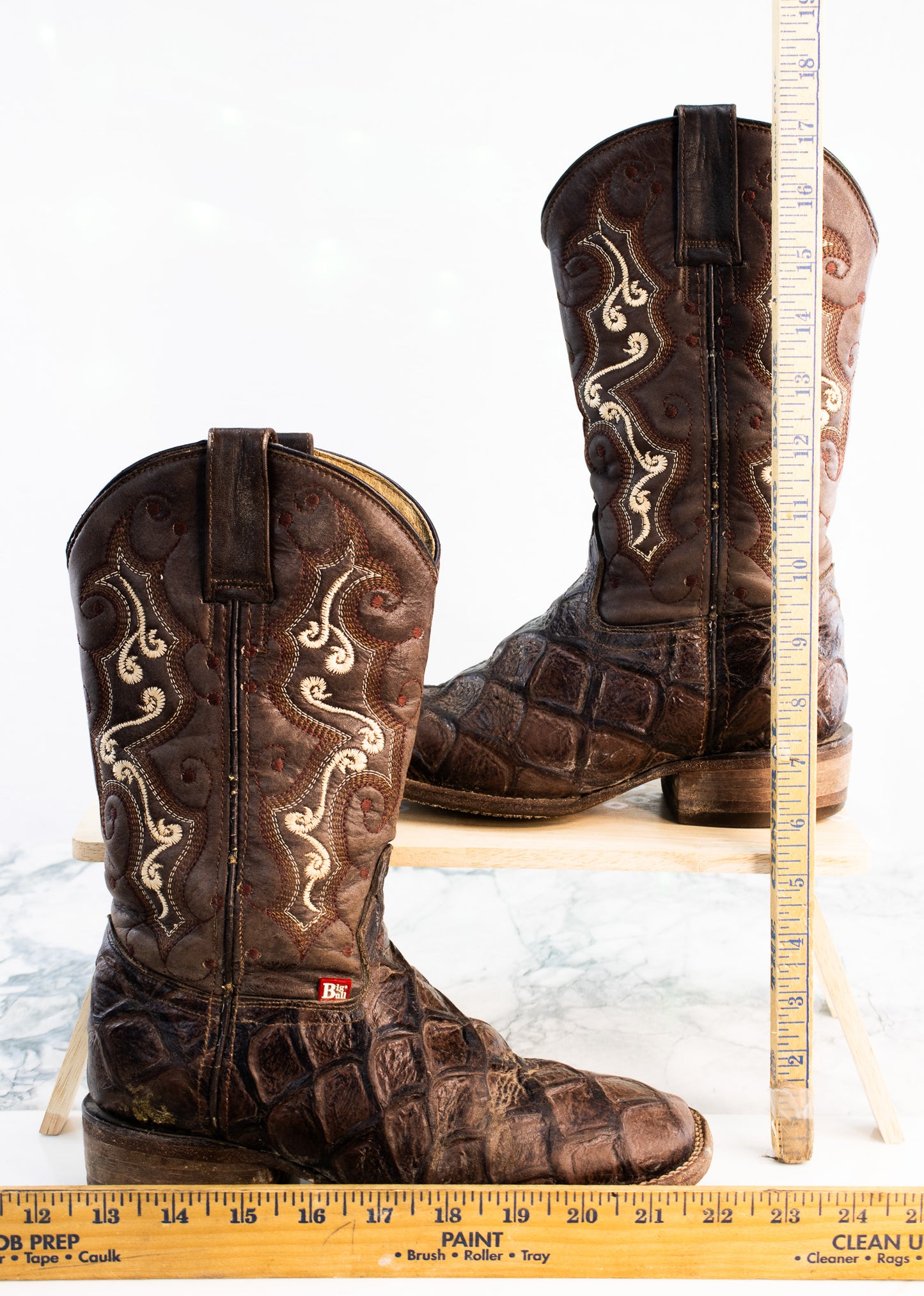 Big Bull Kids Cowboy Boots Brown Embroidered Western Youth 6.5B