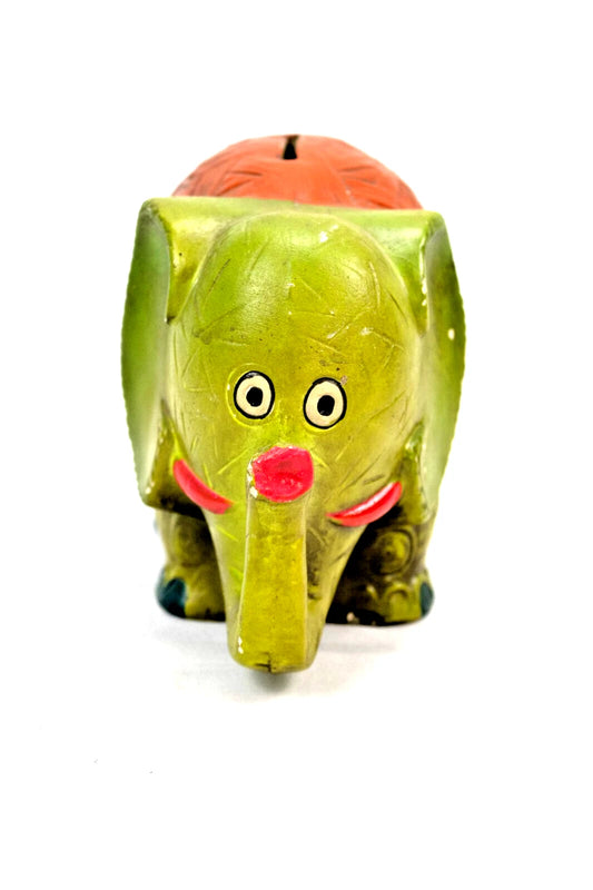 Vintage Chalkware Elephant Bank – 1960s Pride Creations USA – Kitsch Americana