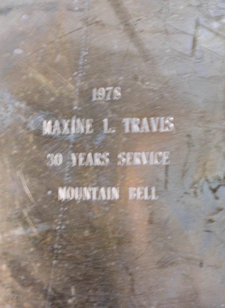 1978 Mountain Bell 30-Year Service Silverplate Tray | Maxine L. Travis Award Pie