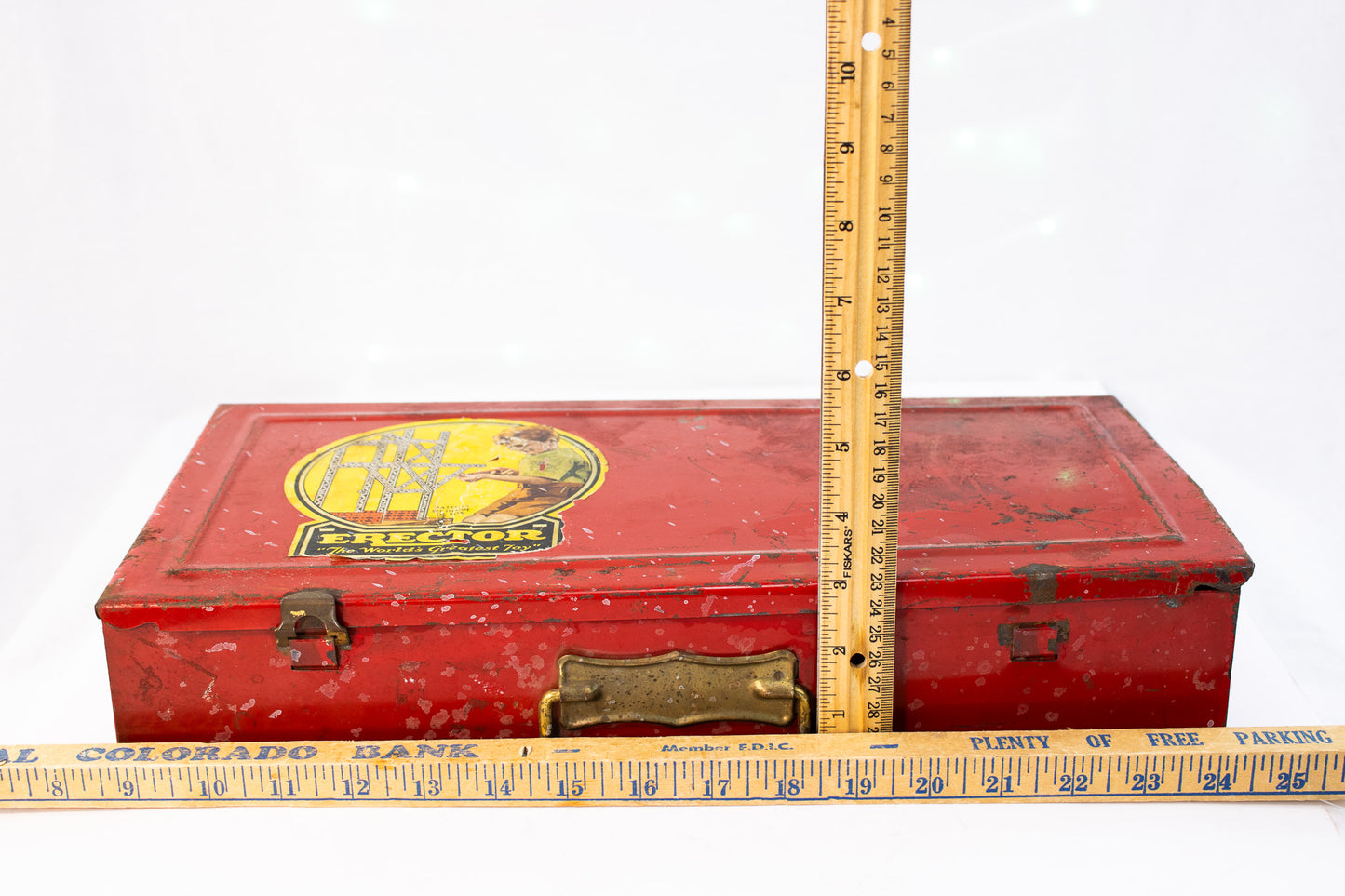 Vintage 1930s A.C. Gilbert Erector Set with Red Metal Case & Book