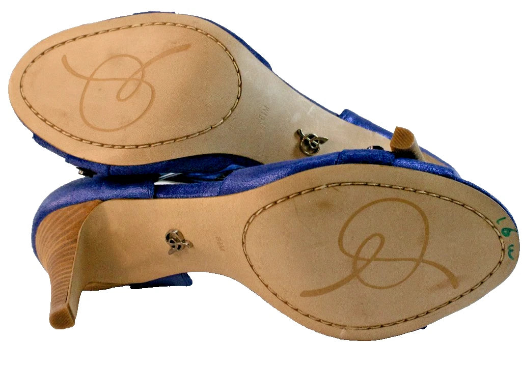 💙 Rachel Roy Metallic Blue Heels | Studded Strappy Sandals | Size 8.5M