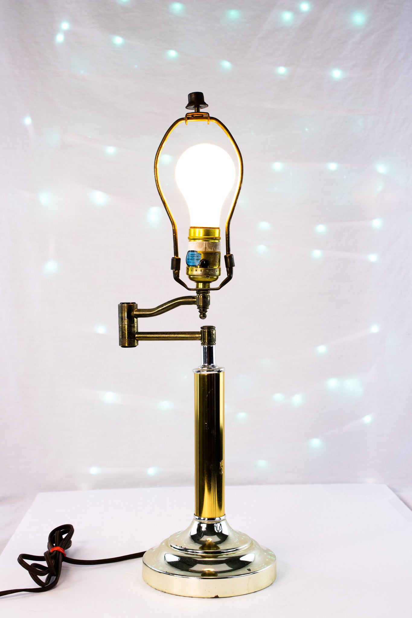 Vintage Brass Swing-Arm Table Lamp w/ Adjustable Arm & Weighted Base