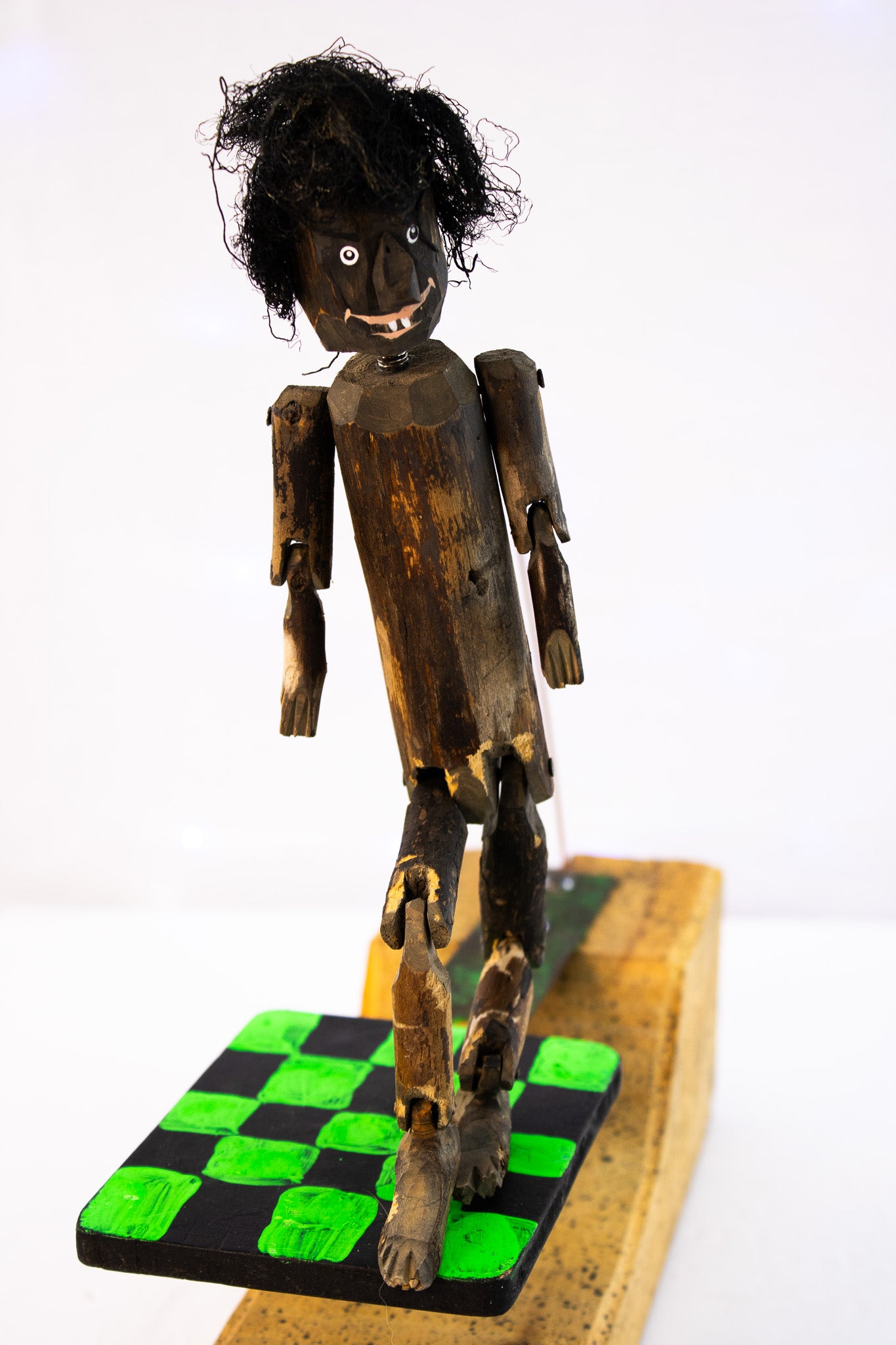 Hand Carved Wooden Kinetic Folk Art Figure | Moving Dancing Sculpture