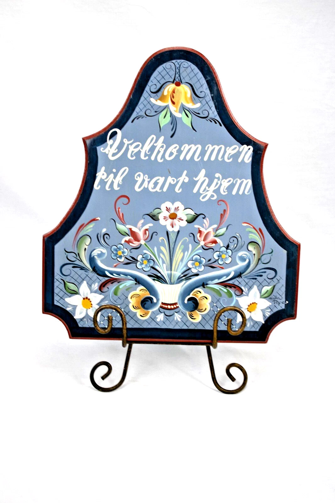 Norwegian Rosemaling Welcome Plaque – “Velkommen til Vårt Hjem” by Hella Pope –