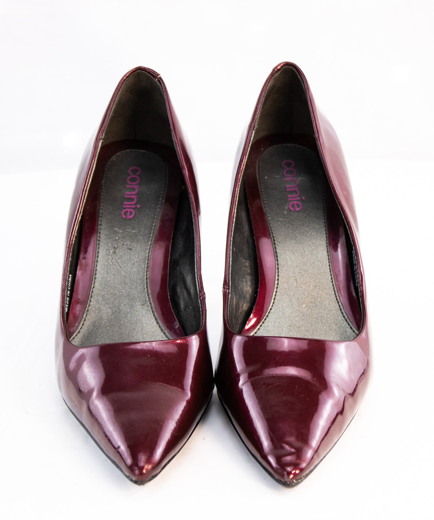 Connie Burgundy Patent Leather Pumps | Women’s Size 8 Pointed-Toe Heels