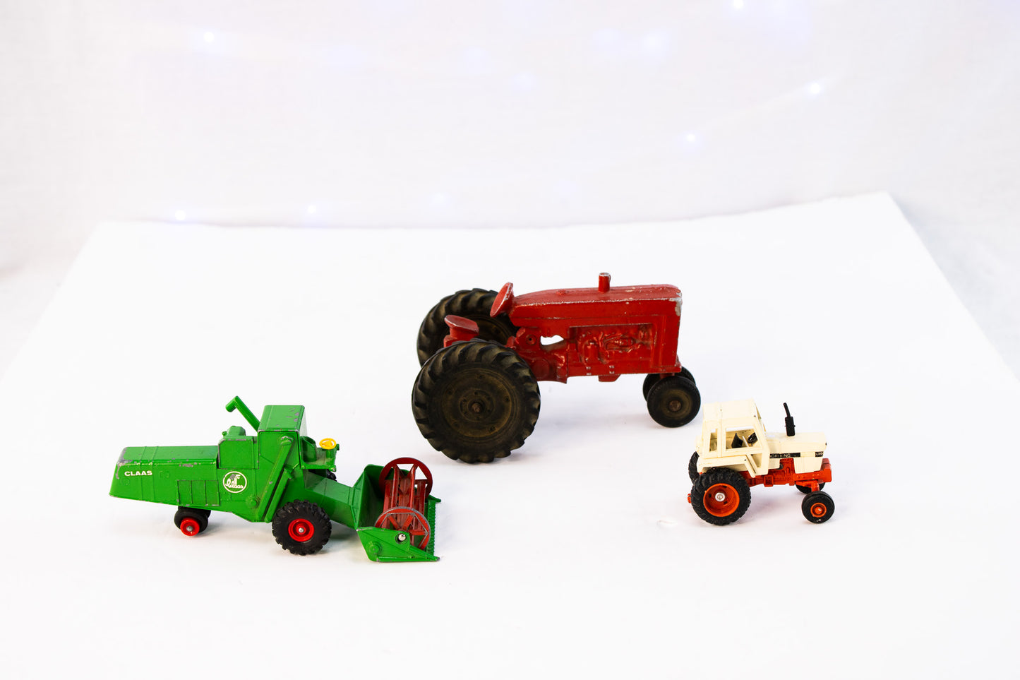 Vintage Diecast Farm Toy Lot – Tractors Bulldozers & Equipment | Rustic Display