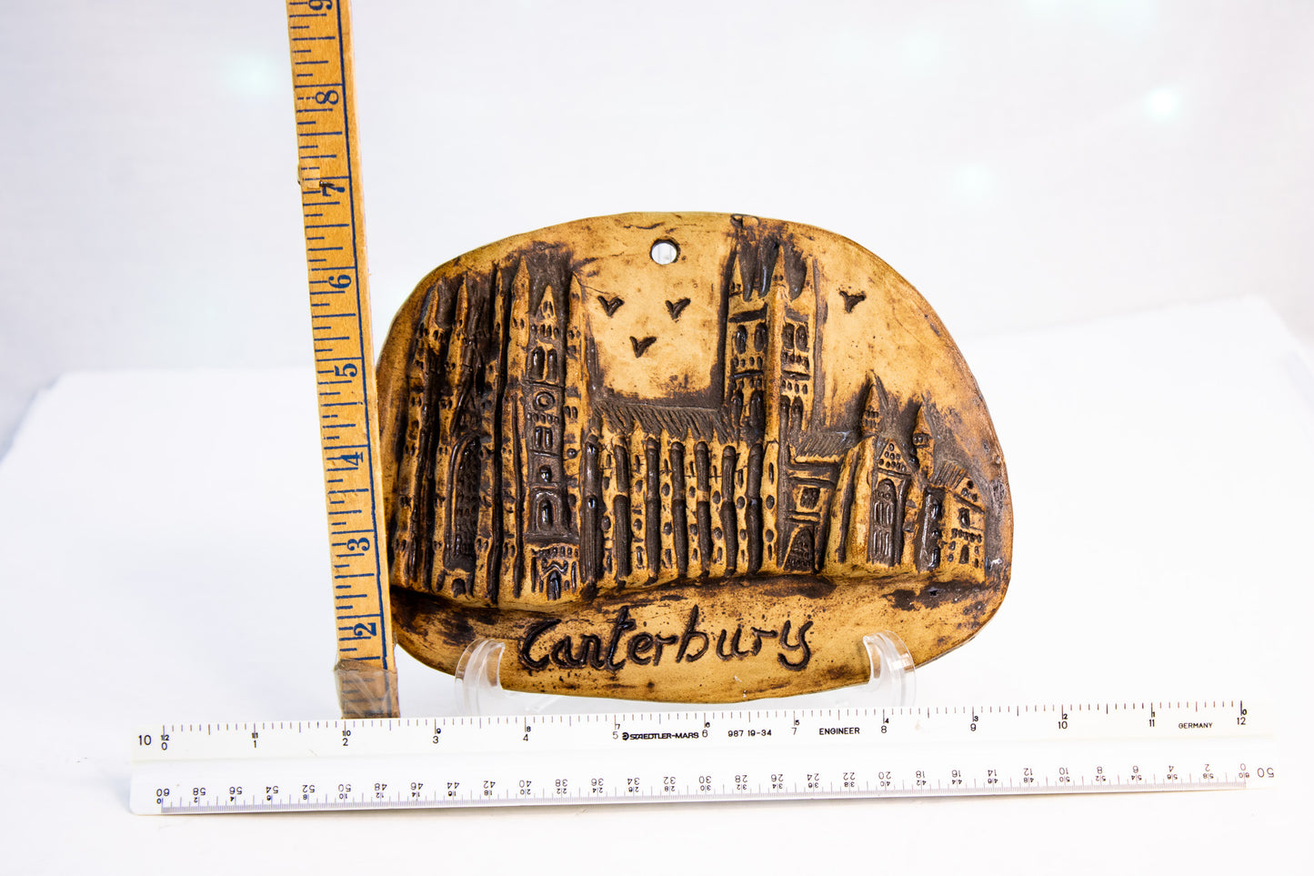 Vintage Canterbury Cathedral Ceramic Wall Plaque | Handcrafted Studio Pottery | England