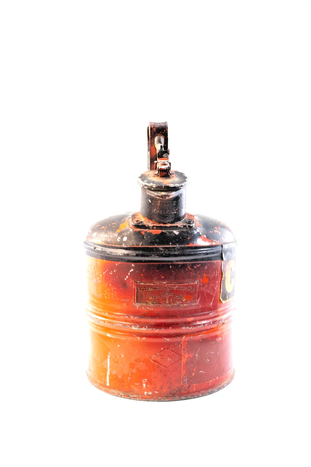 Justrite Red Metal Safety Can – Industrial Gas/Oil Can w/ “CAUTION” Label - USA