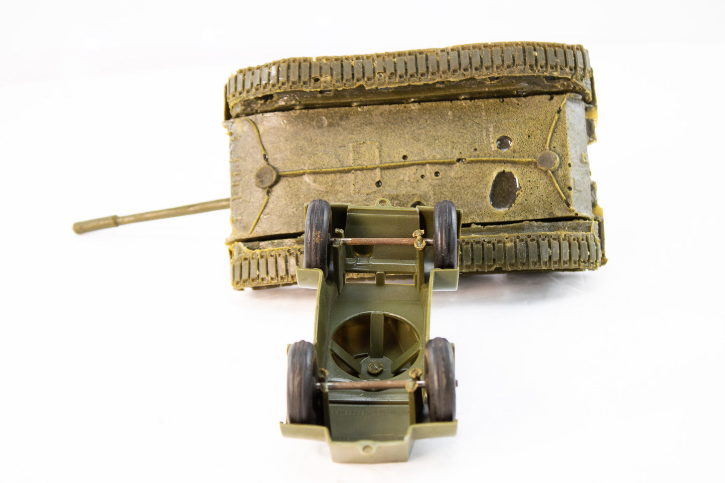 Vintage WWII Army Men Lot Marx Style Tank Scout Car Soldiers 1950s