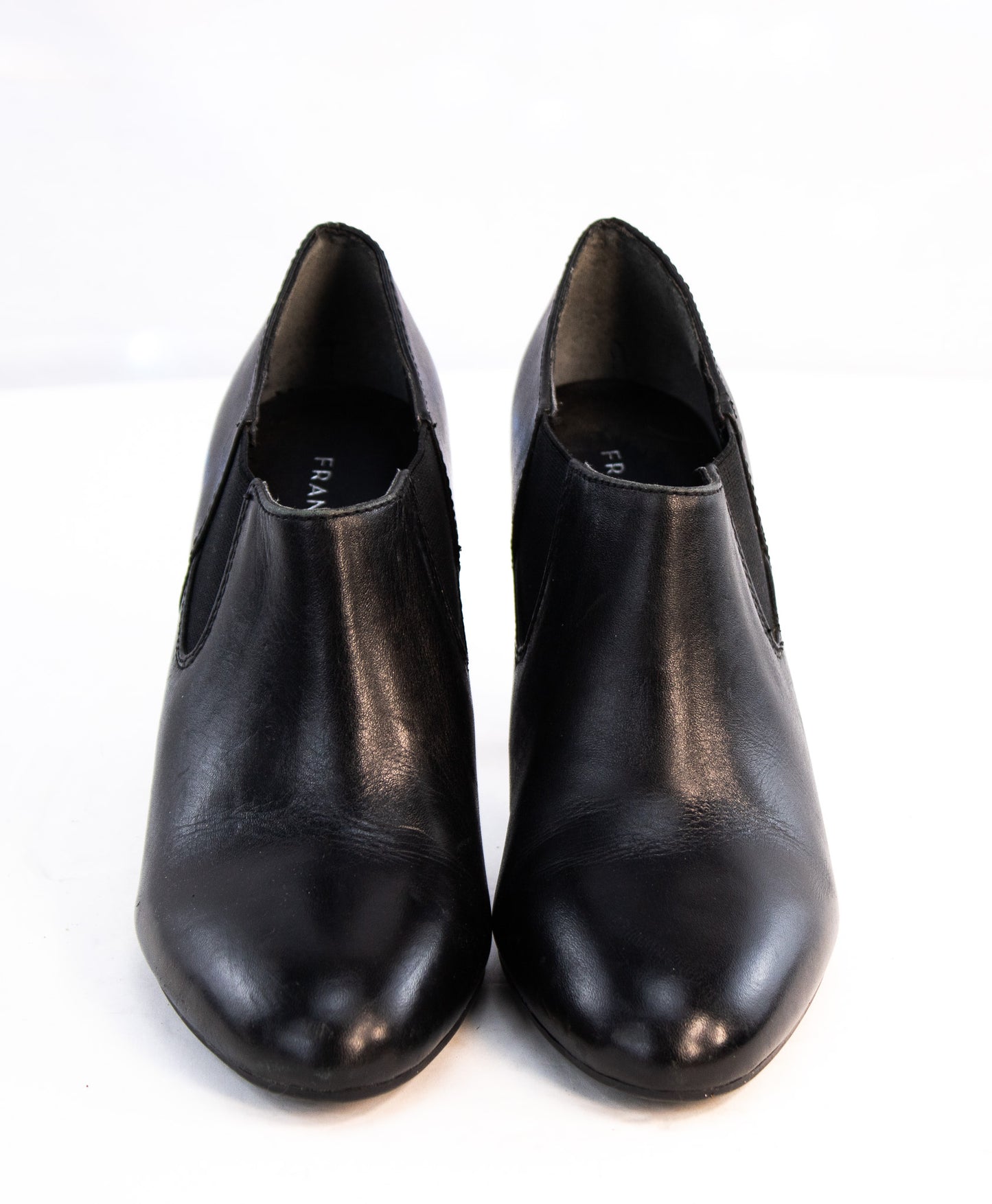Franco Sarto Black Leather Ankle Booties Women 6.5 Classic Heeled Chelsea